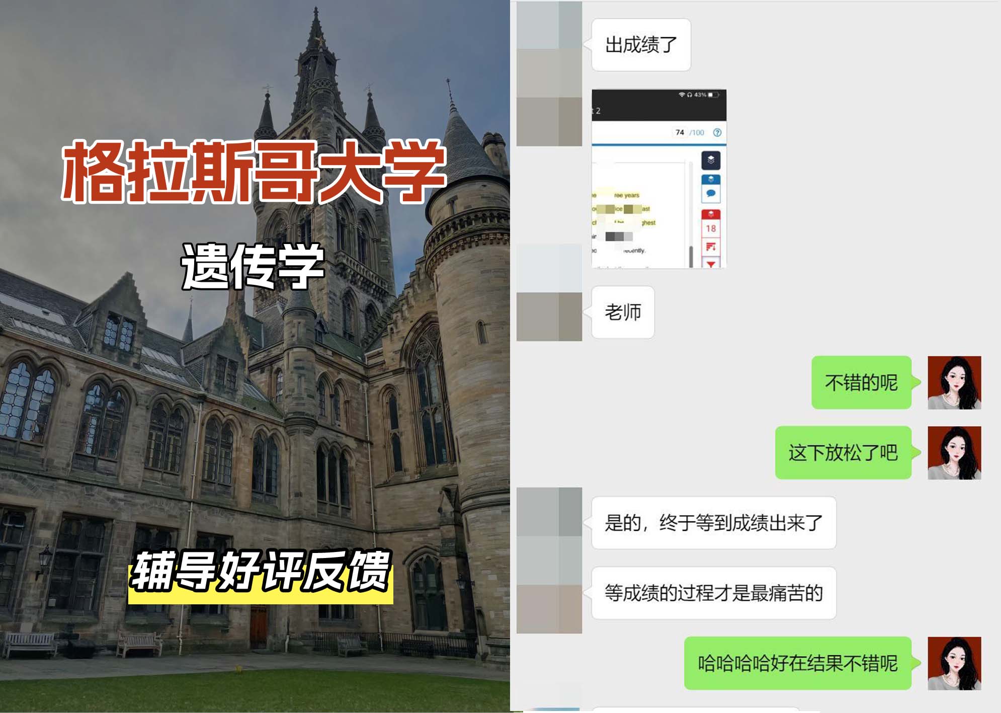 格拉斯哥大学格大遗传学辅导好评反馈