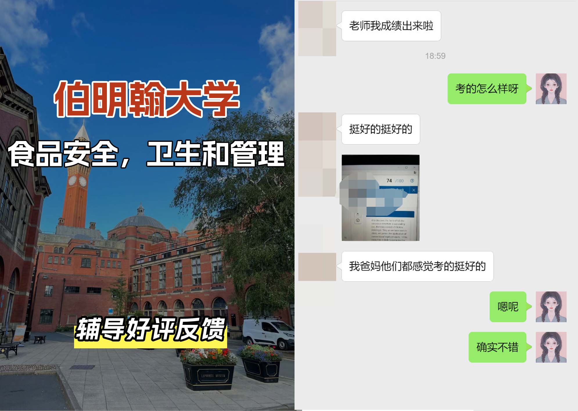 伯明翰大学伯大食品安全，卫生和管理辅导好评反馈