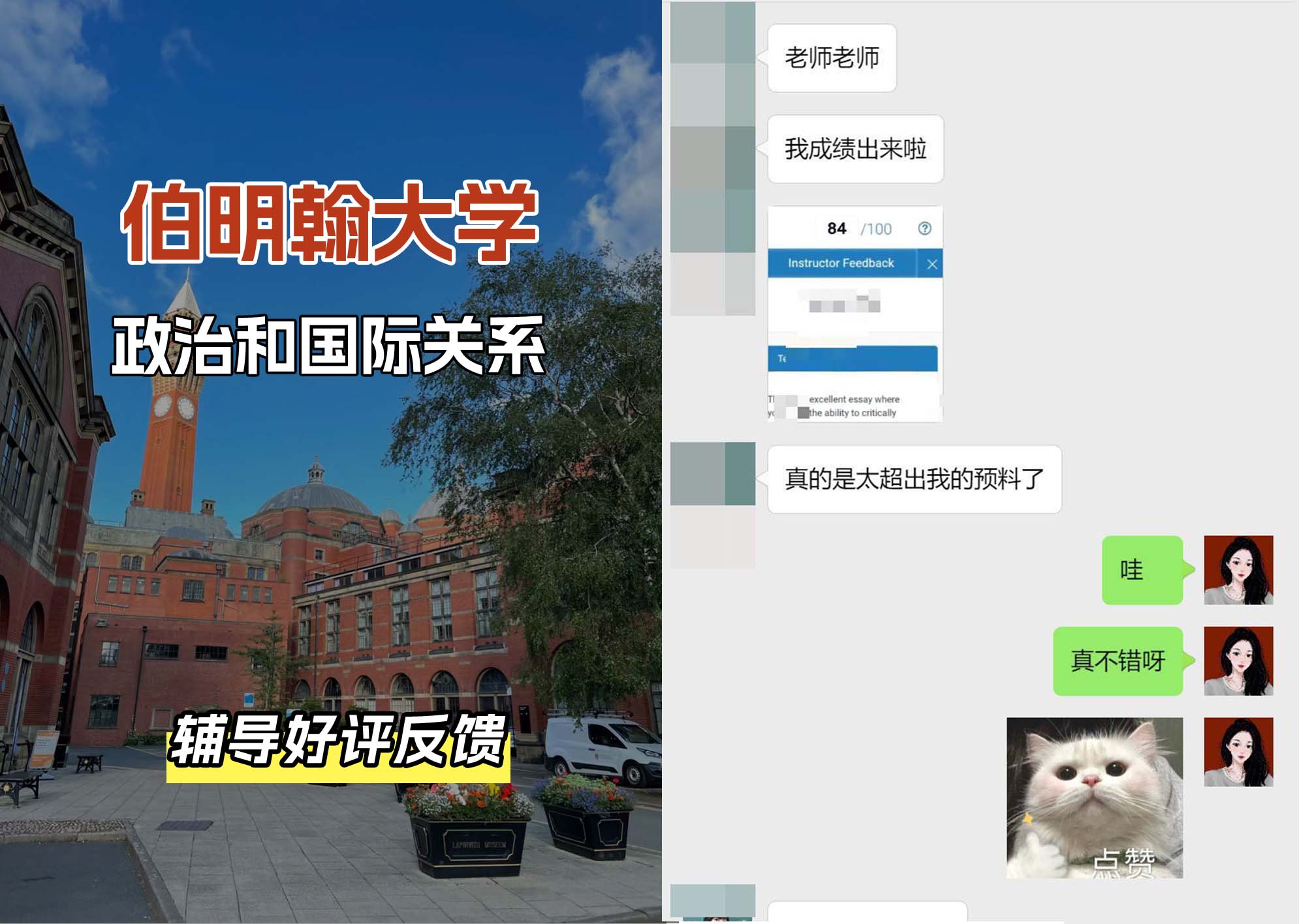 伯明翰大学伯大政治和国际关系辅导好评反馈