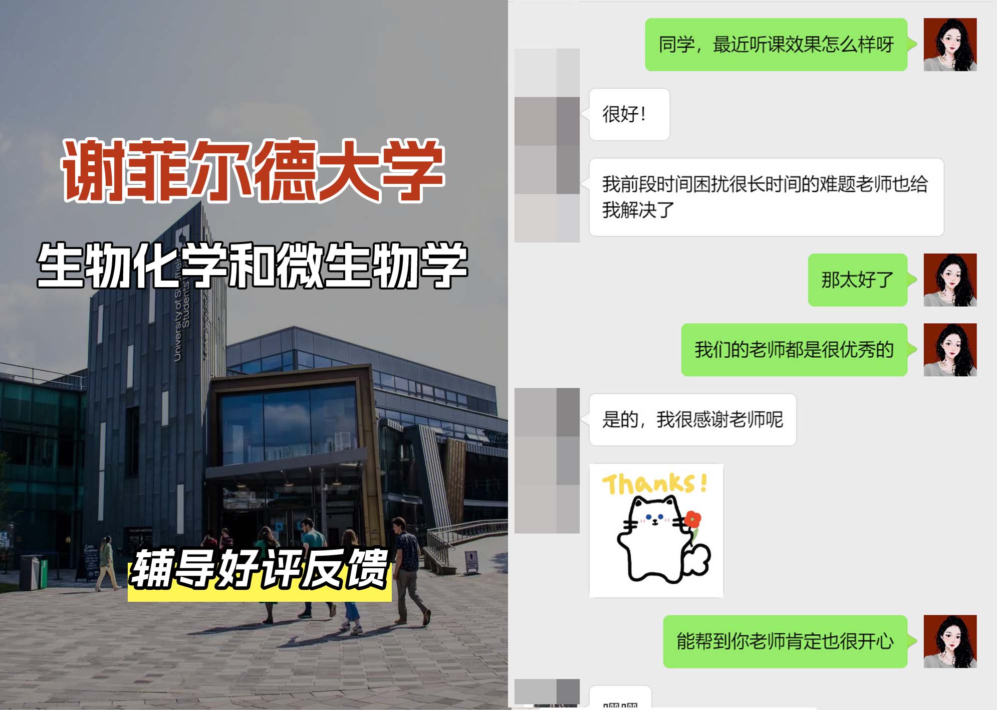 谢菲尔德大学谢大生物化学和微生物学辅导好评反馈（一）