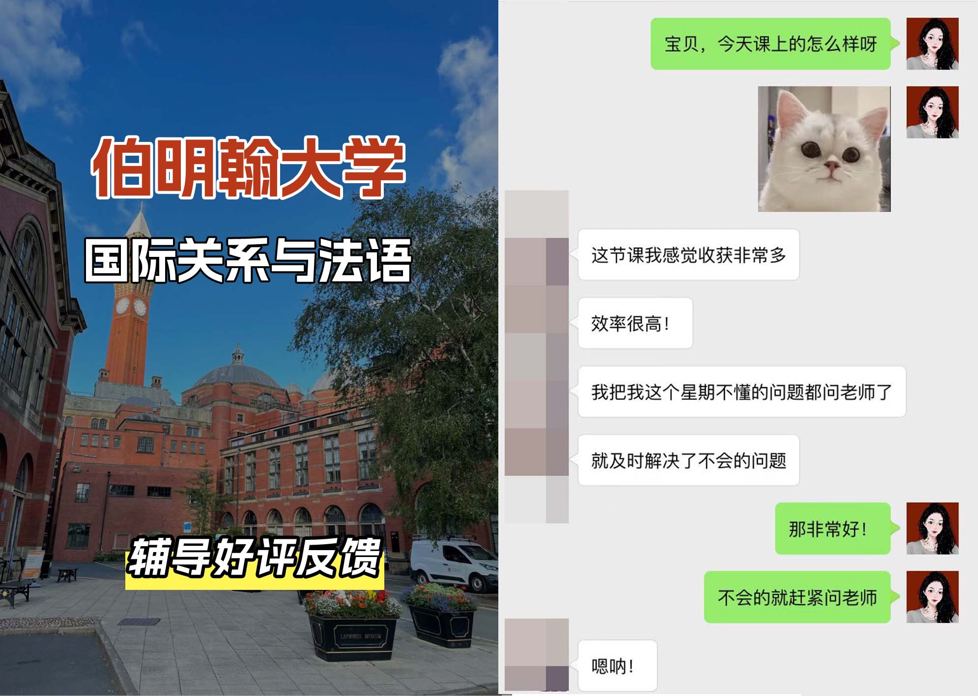 伯明翰大学伯大国际关系与法语辅导好评反馈