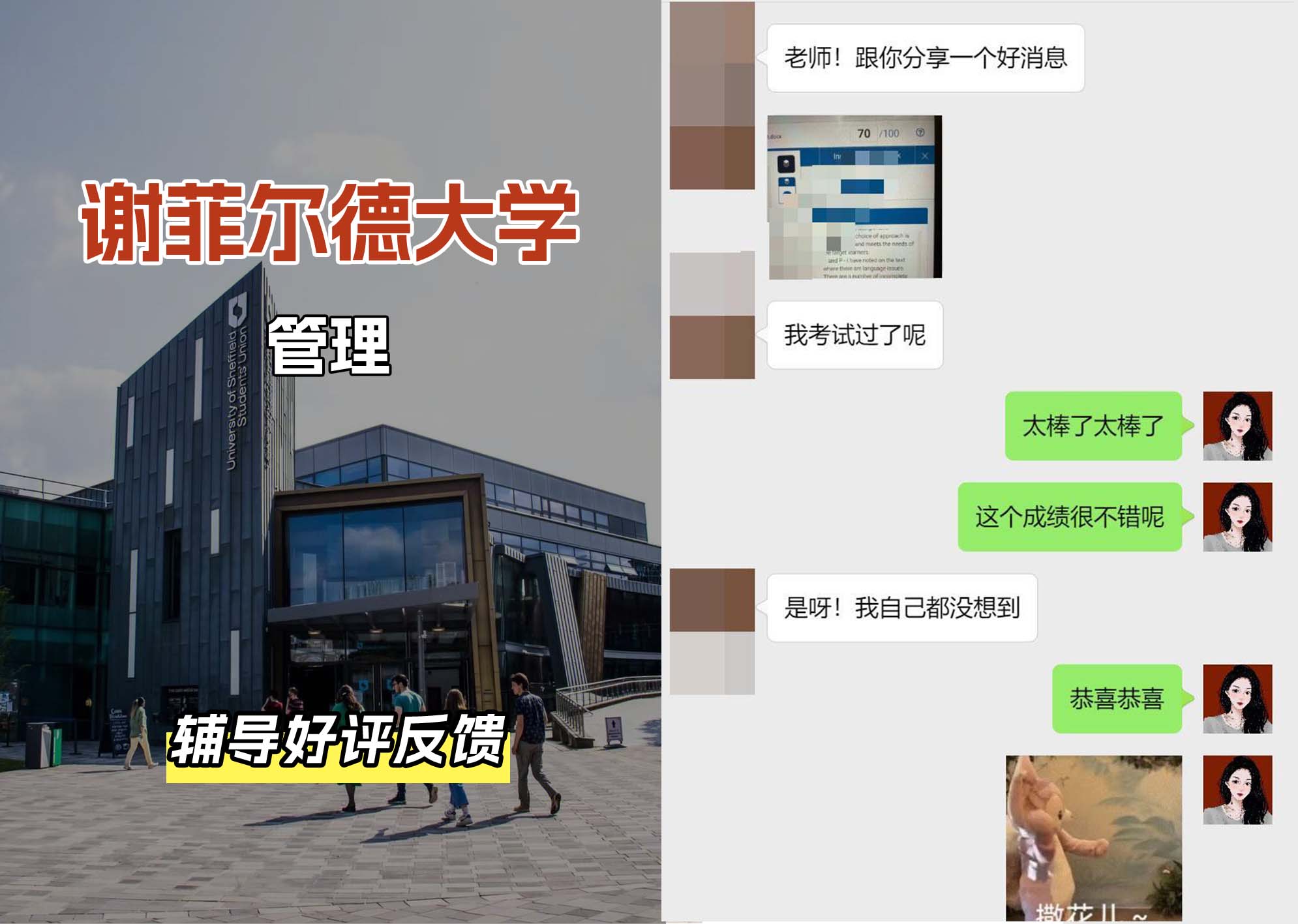 谢菲尔德大学谢大管理辅导好评反馈