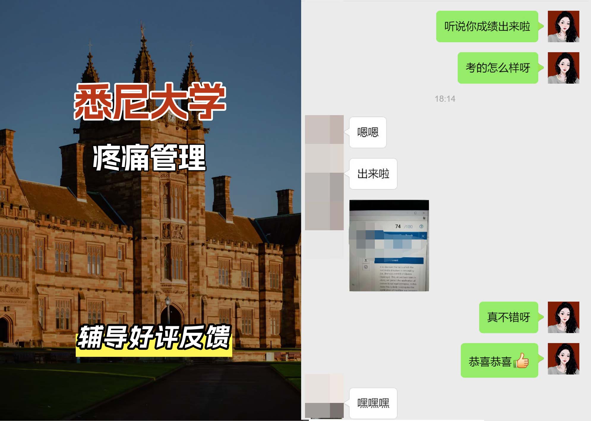 悉尼大学USYD疼痛管理辅导好评反馈（一）