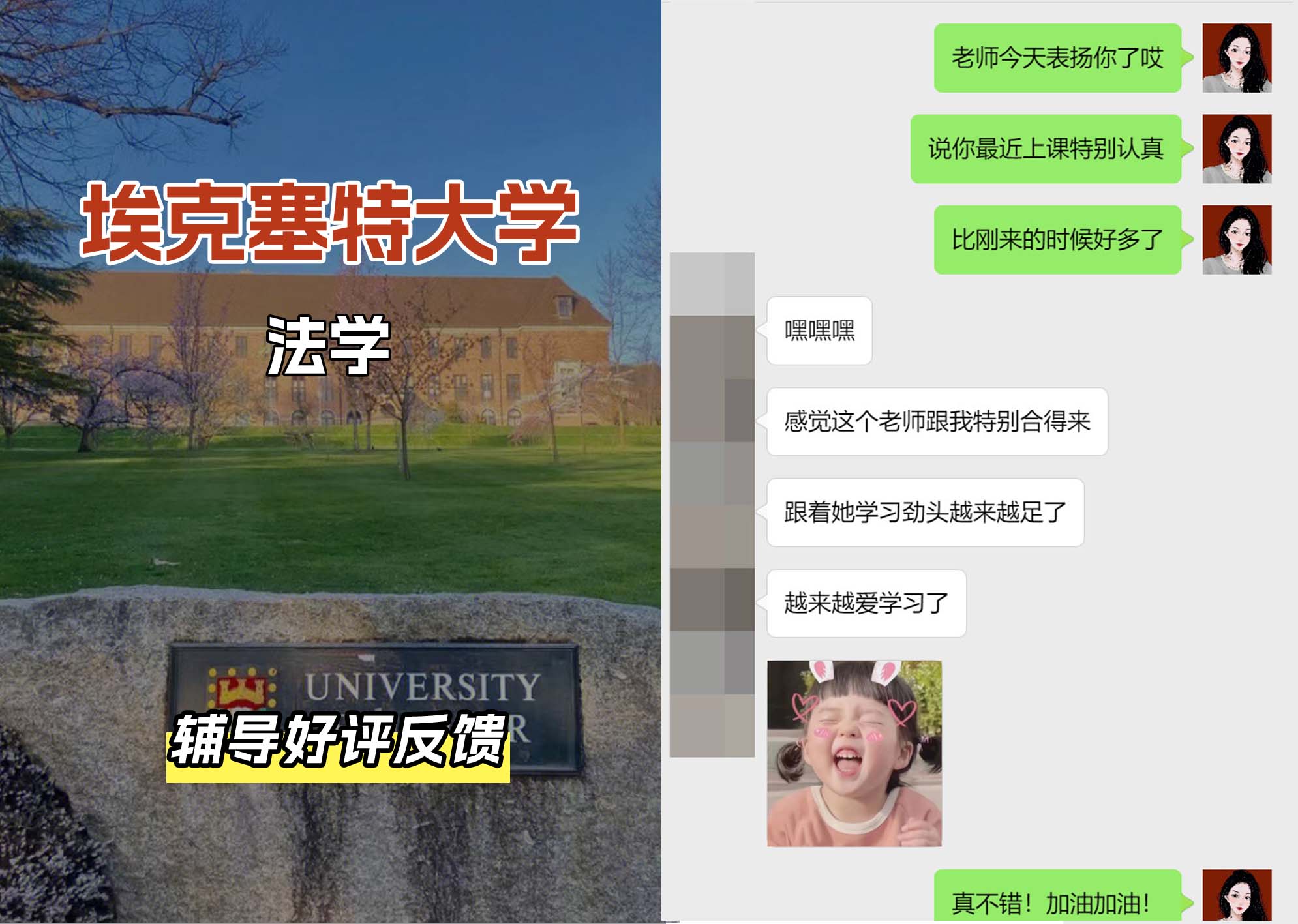 埃大埃克塞特大学法学辅导好评反馈