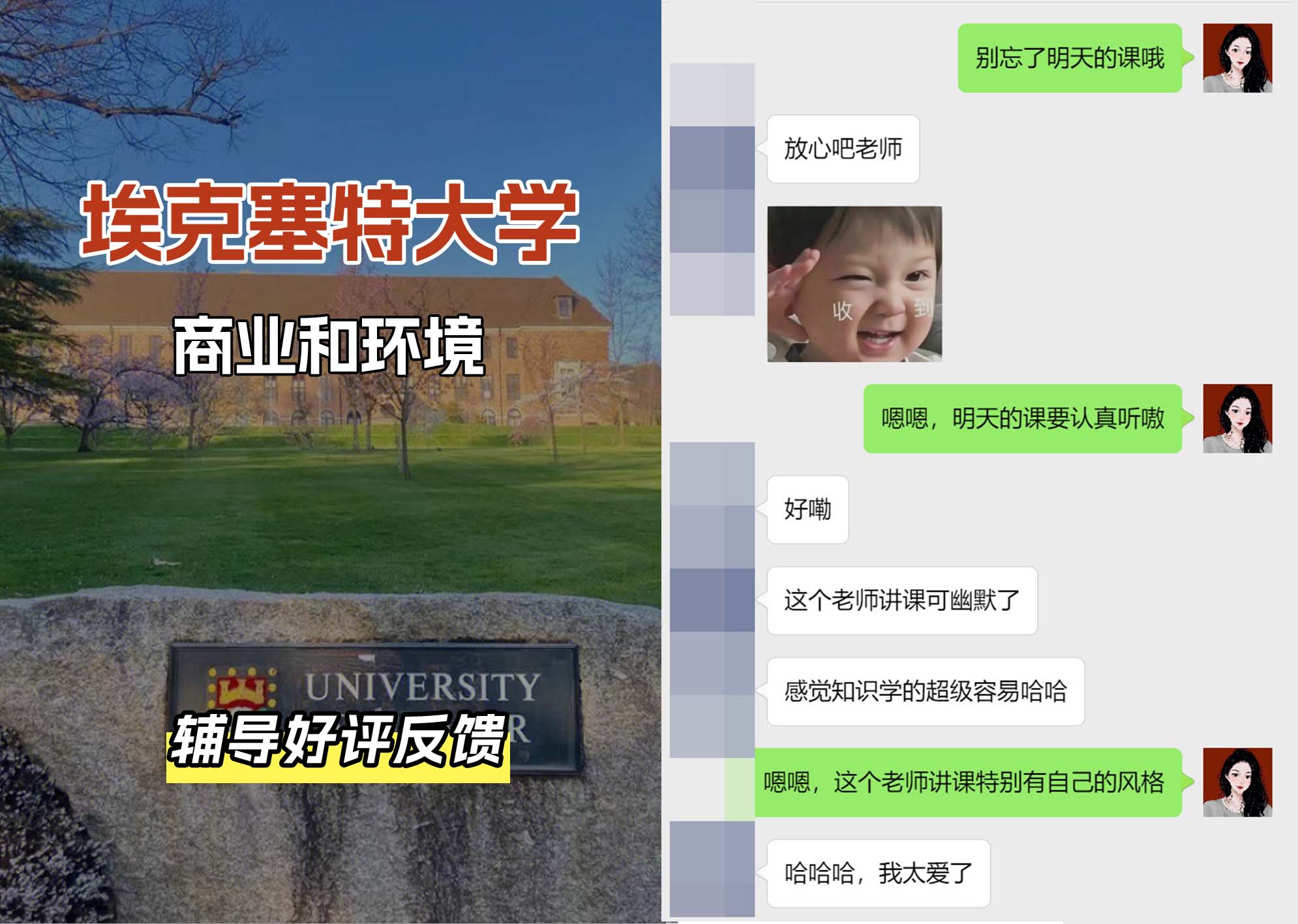 埃大埃克塞特大学商业和环境辅导好评反馈（二）