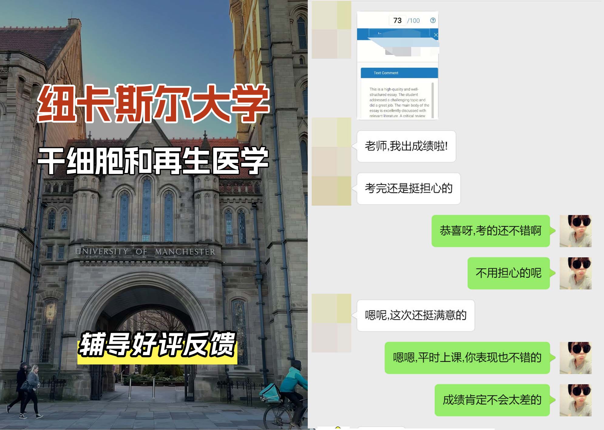 纽卡斯尔大学纽大干细胞和再生医学辅导好评反馈（一）