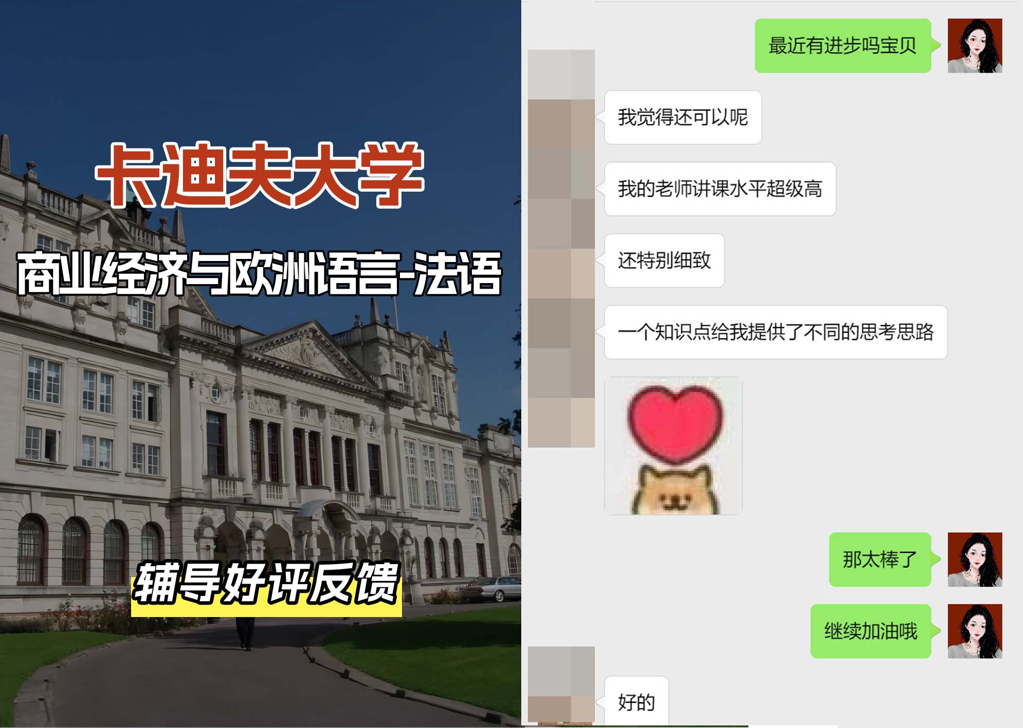 卡迪夫大学cardiff商业经济与欧洲语言-法语辅导好评反馈（二）