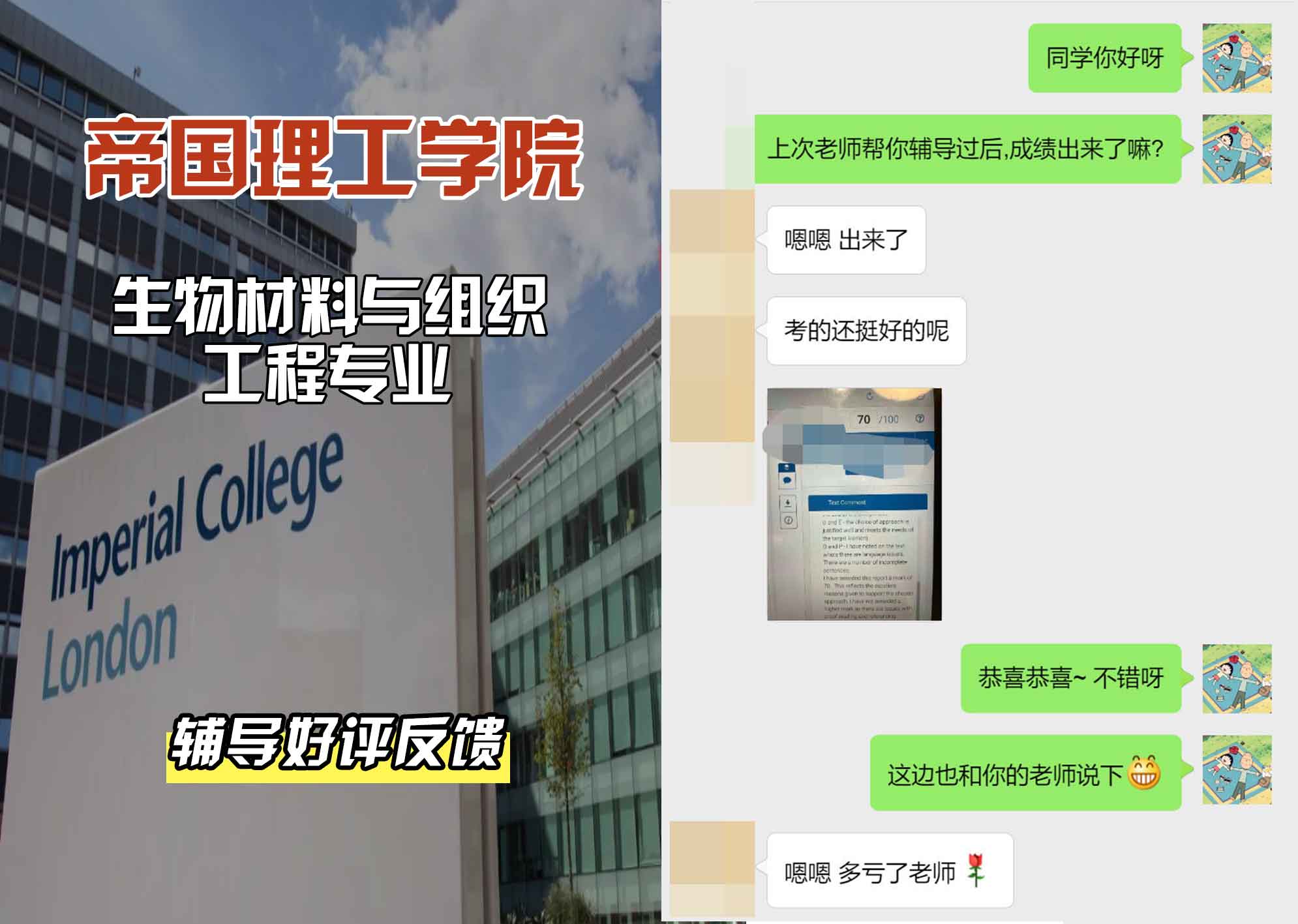 帝国理工IC生物材料与组织工程辅导好评反馈