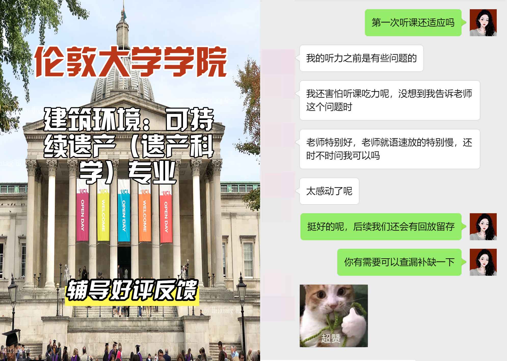 伦敦大学学院UCL建筑环境：可持续遗产（遗产科学）辅导好评反馈