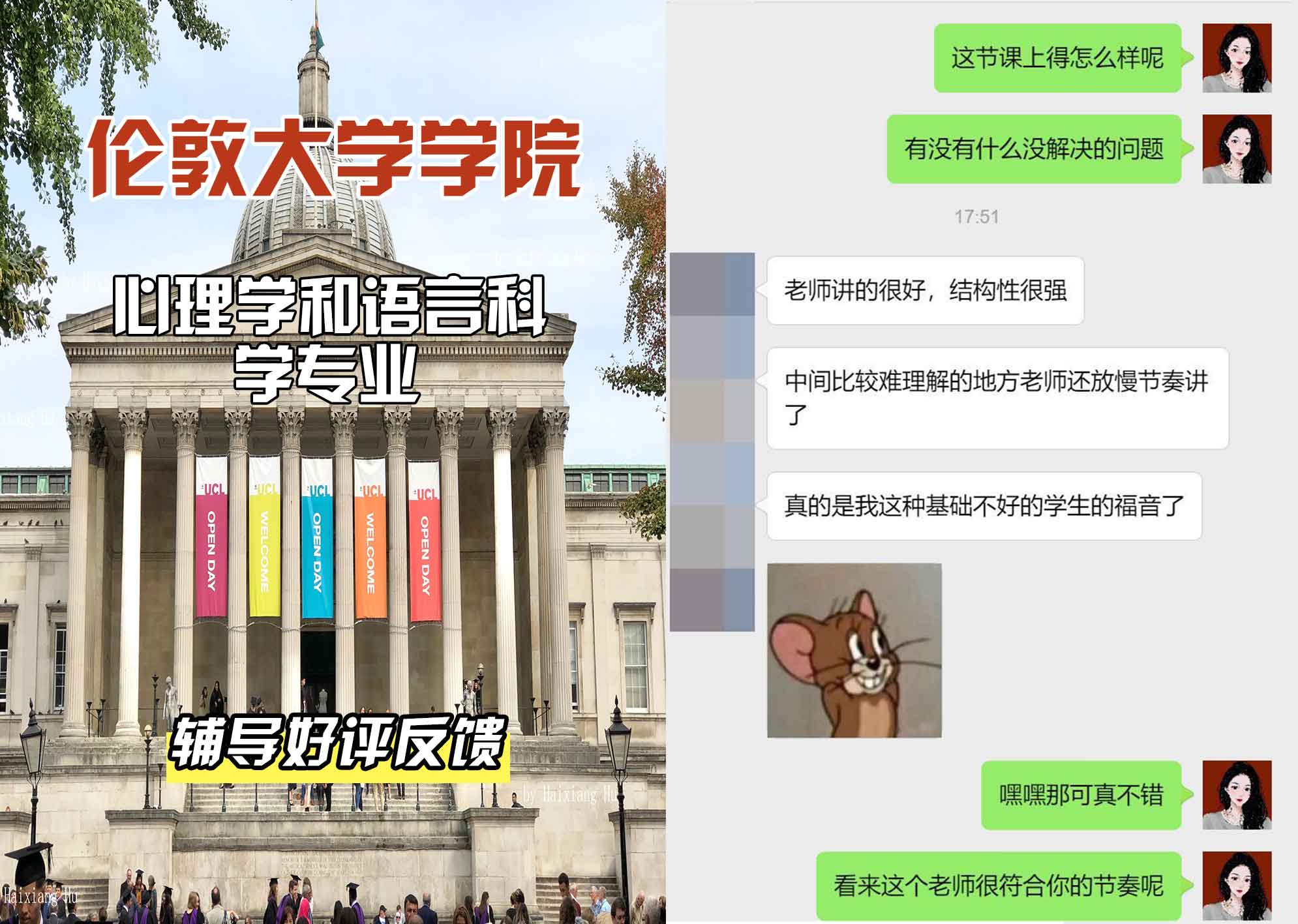 伦敦大学学院UCL心理学和语言科学辅导好评反馈