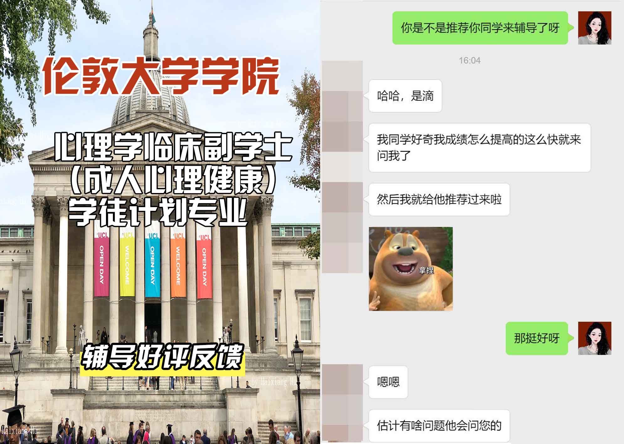 伦敦大学学院UCL心理学临床副学士（成人心理健康）学徒计划辅导好评反馈