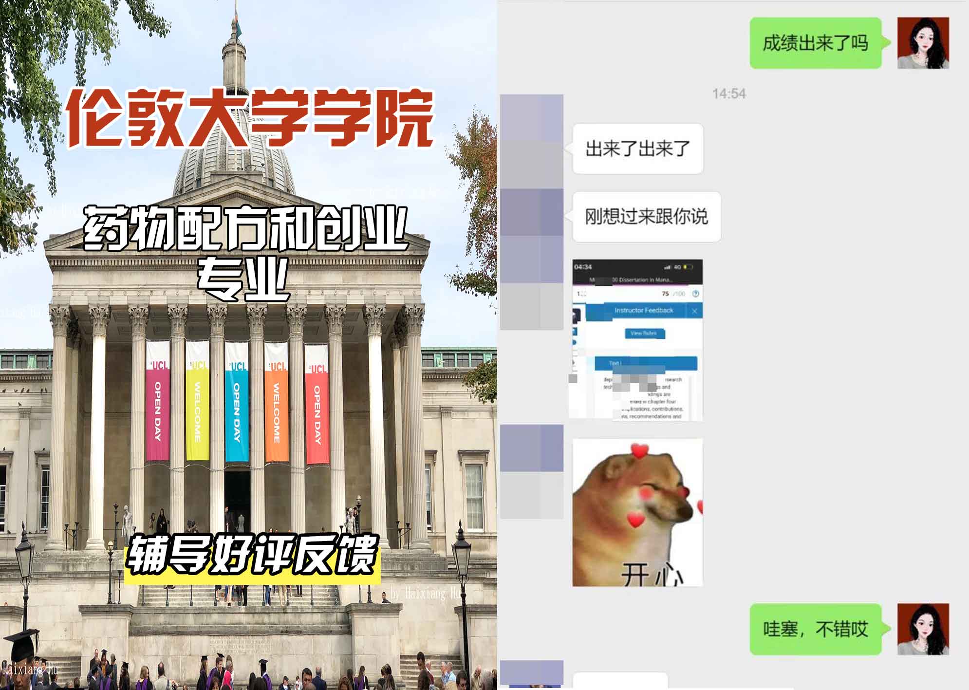 伦敦大学学院UCL药物配方和创业辅导好评反馈