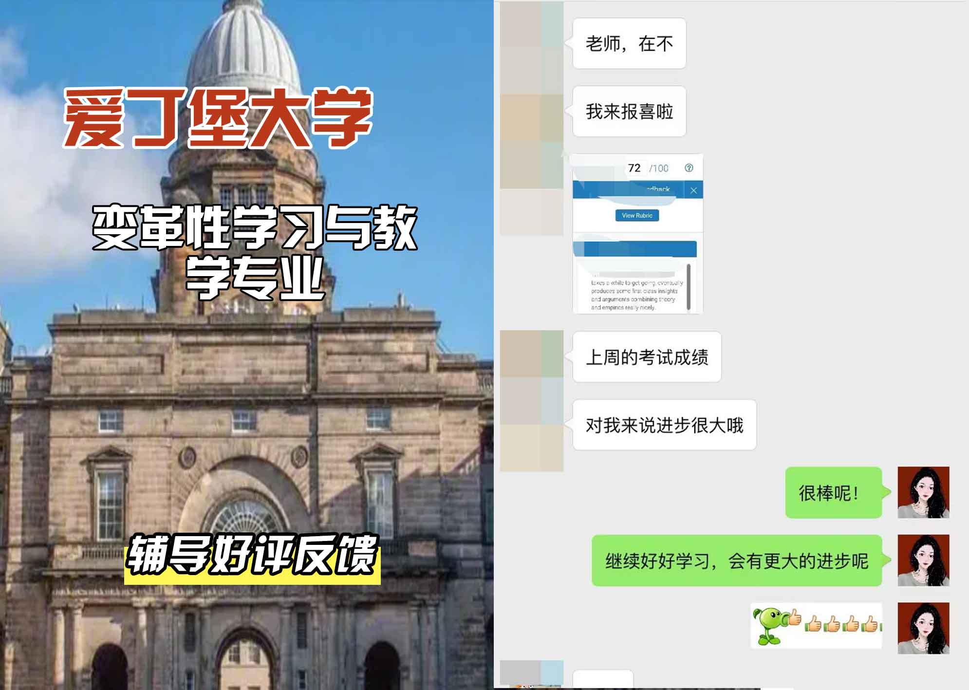 爱丁堡大学爱大变革性学习与教学辅导好评反馈