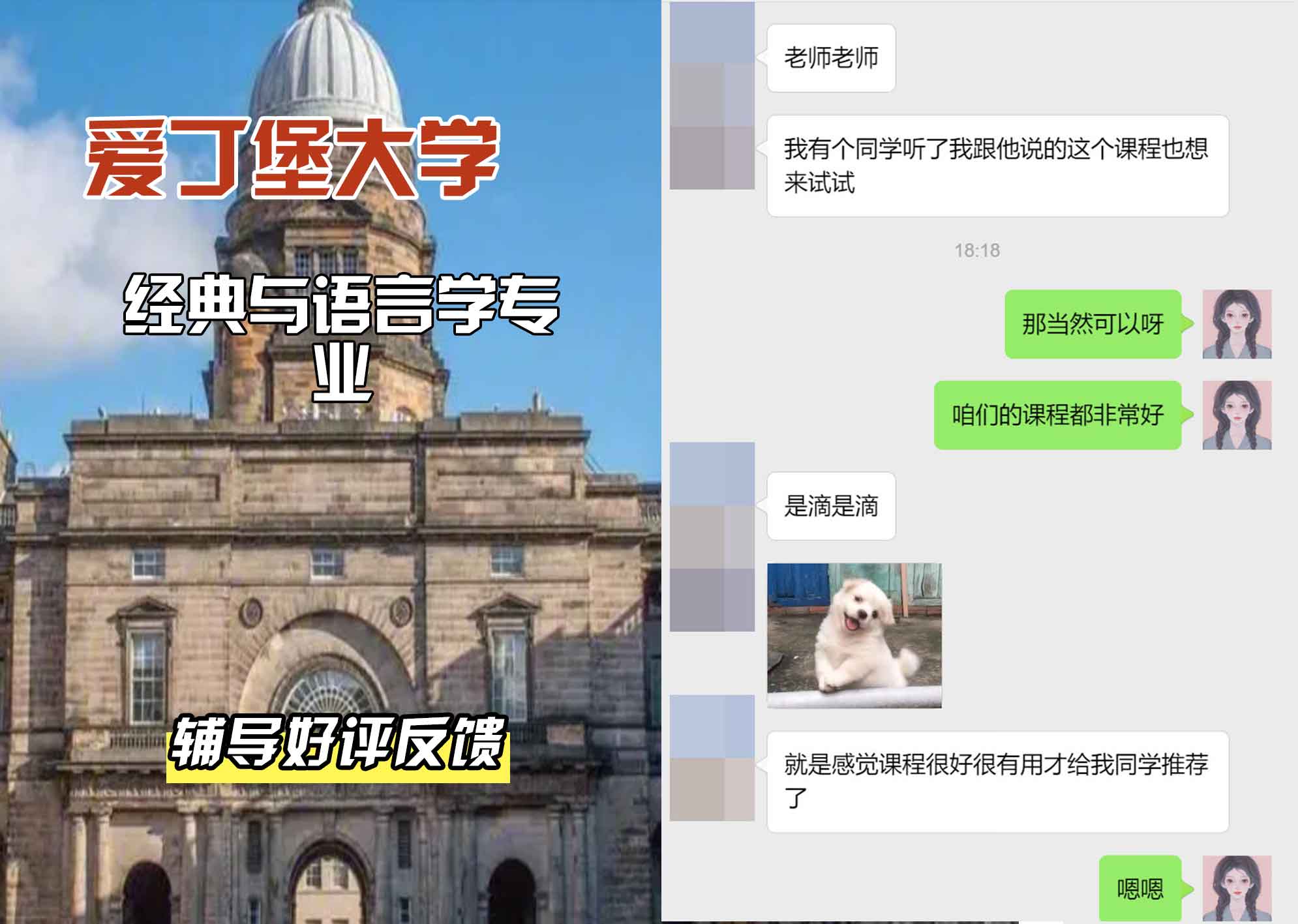 爱丁堡大学爱大经典与语言学辅导好评反馈