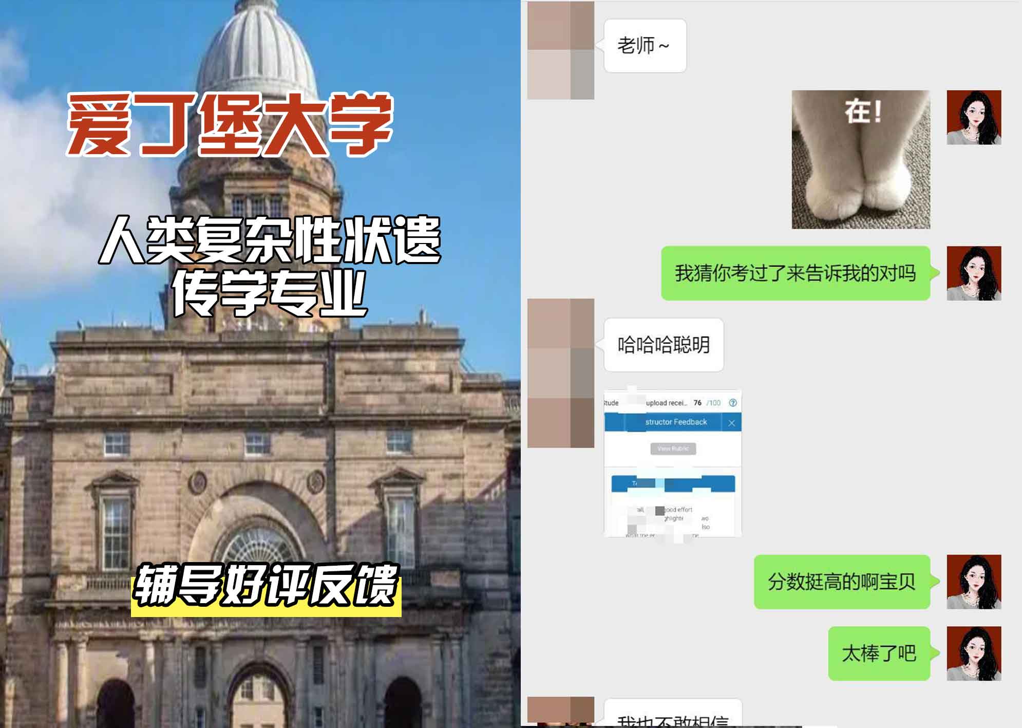 爱丁堡大学爱大人类复杂性状遗传学辅导好评反馈