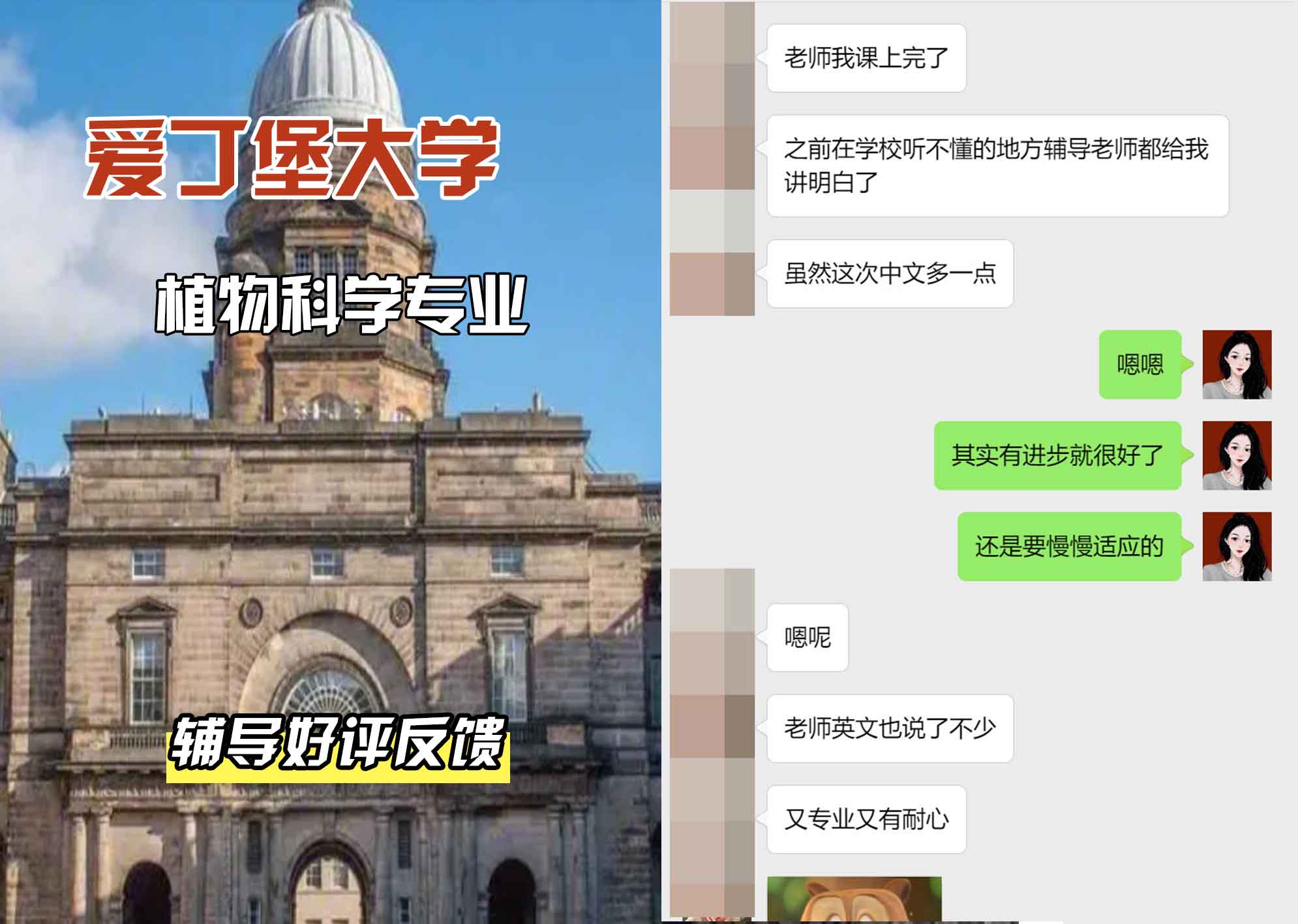 爱丁堡大学爱大植物科学辅导好评反馈