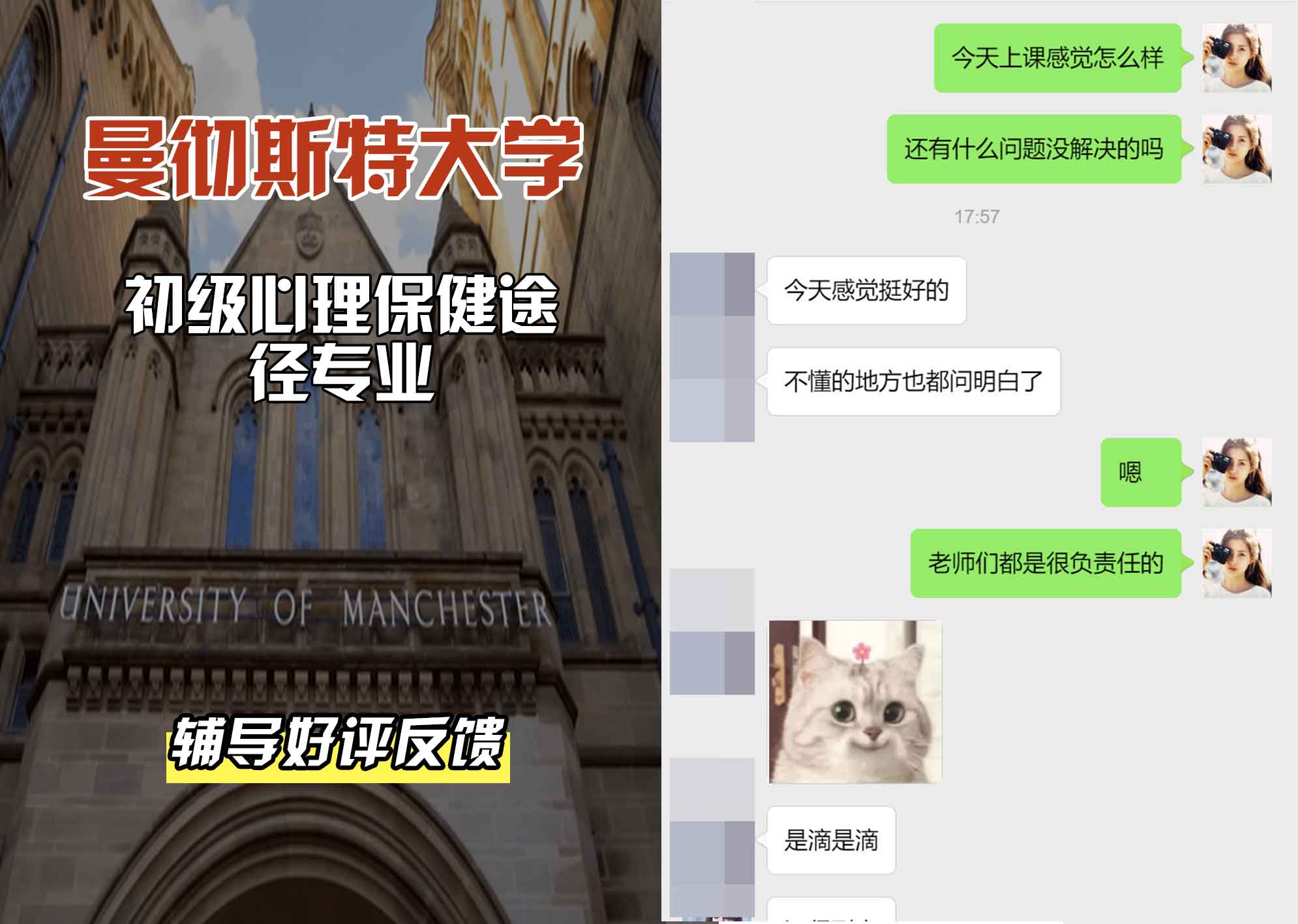 曼彻斯特大学曼大初级心理保健途径辅导好评反馈