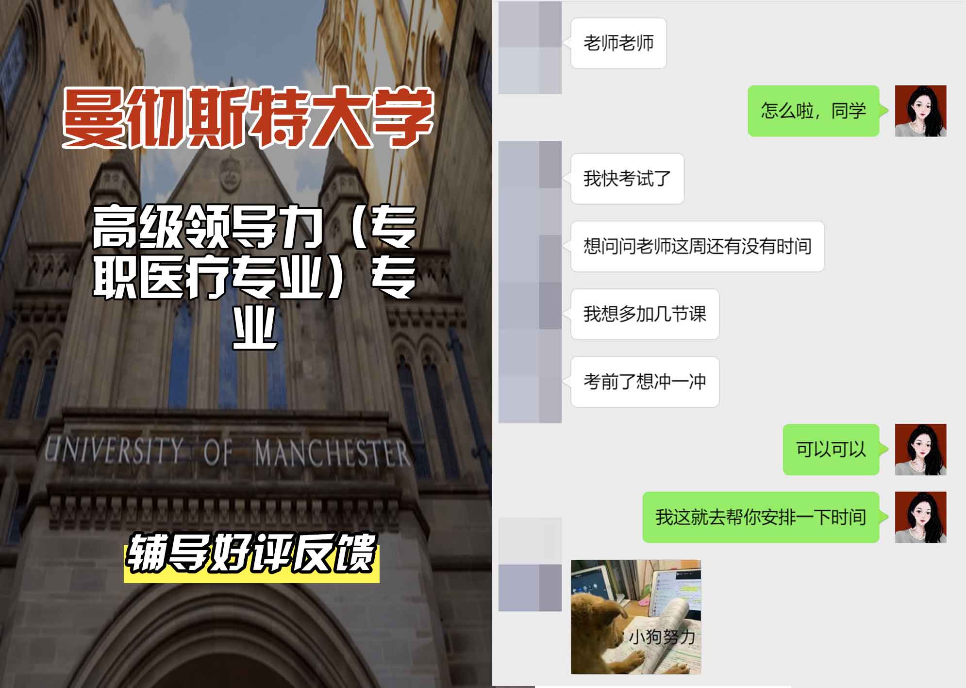 曼彻斯特大学曼大高级领导力（专职医疗专业）辅导好评反馈