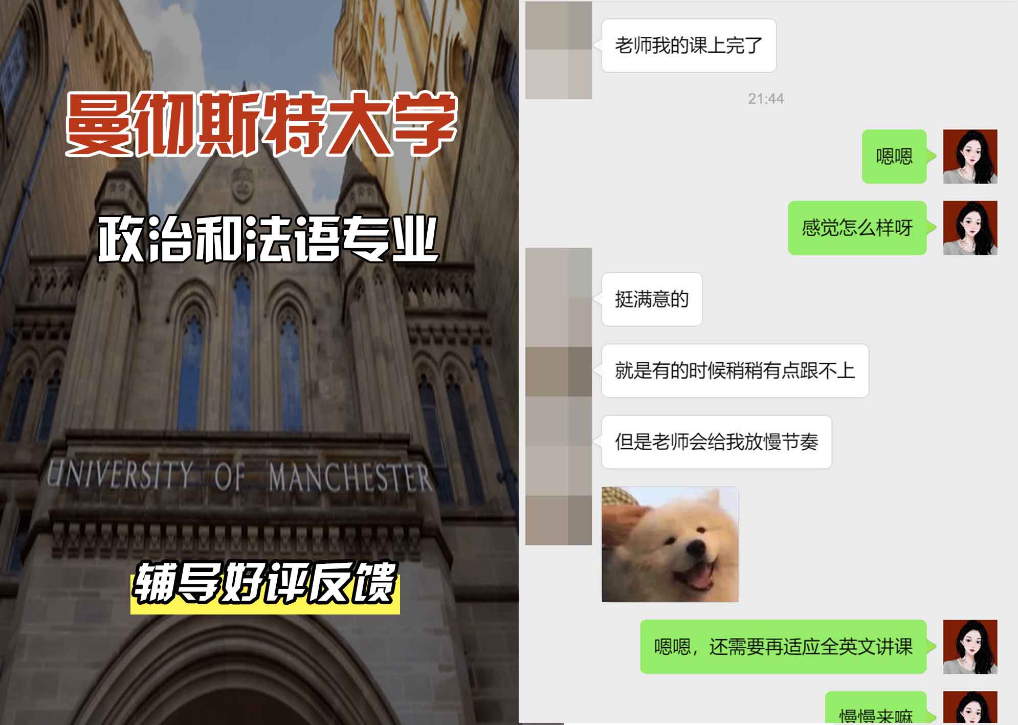 曼彻斯特大学曼大政治和法语辅导好评反馈