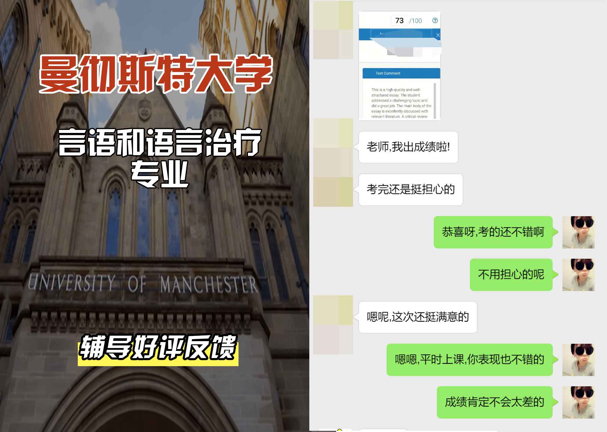 曼彻斯特大学曼大言语和语言治疗辅导好评反馈