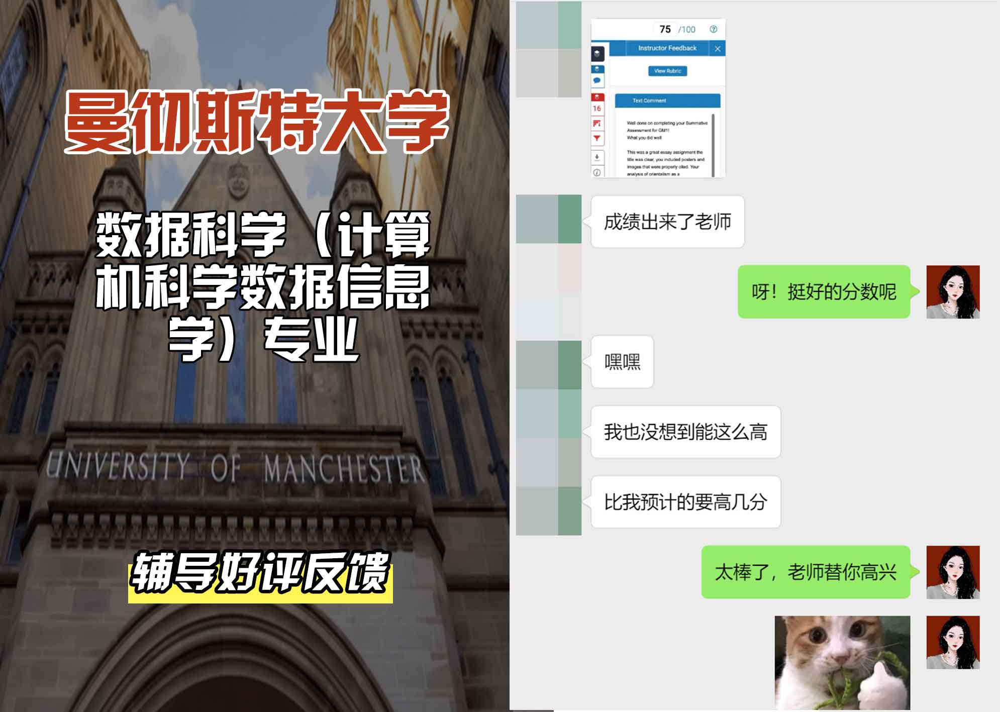 曼彻斯特大学曼大数据科学（计算机科学数据信息学）辅导好评反馈