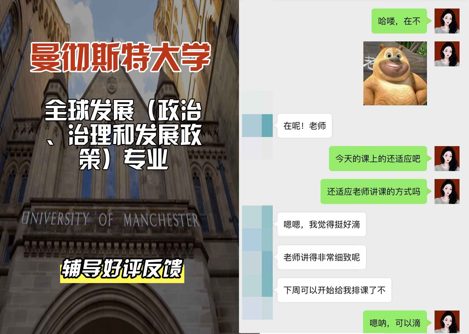 曼彻斯特大学曼大全球发展（政治、治理和发展政策）辅导好评反馈