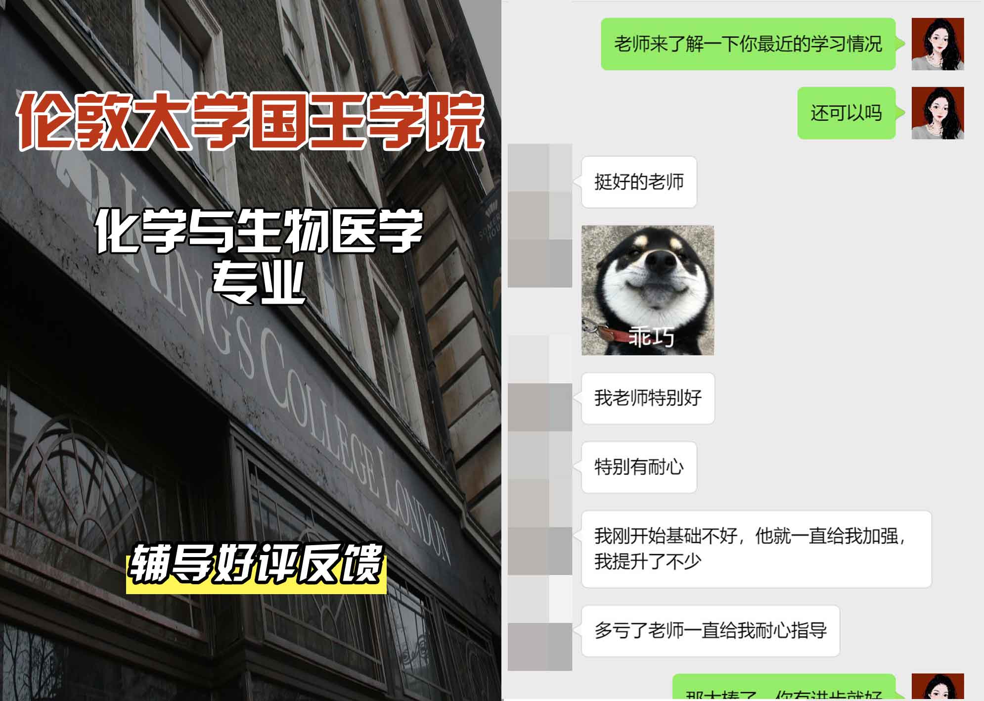 国王学院KCL化学与生物医学辅导好评反馈