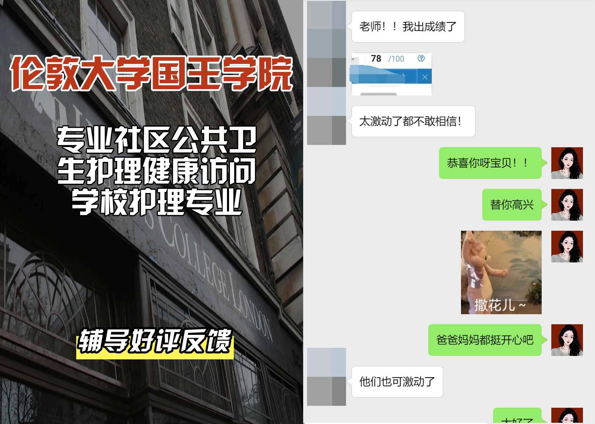 国王学院KCL专业社区公共卫生护理/健康访问/学校护理辅导好评反馈