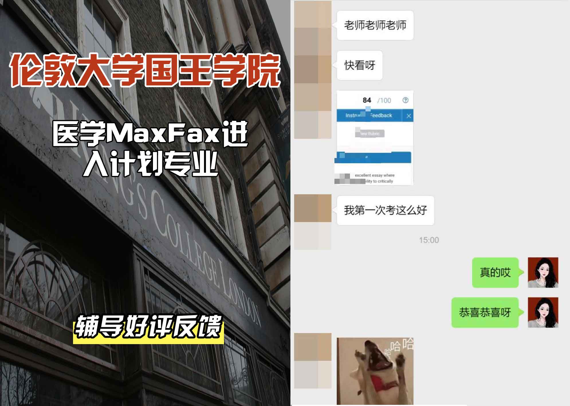 国王学院KCL医学MaxFax进入计划辅导好评反馈