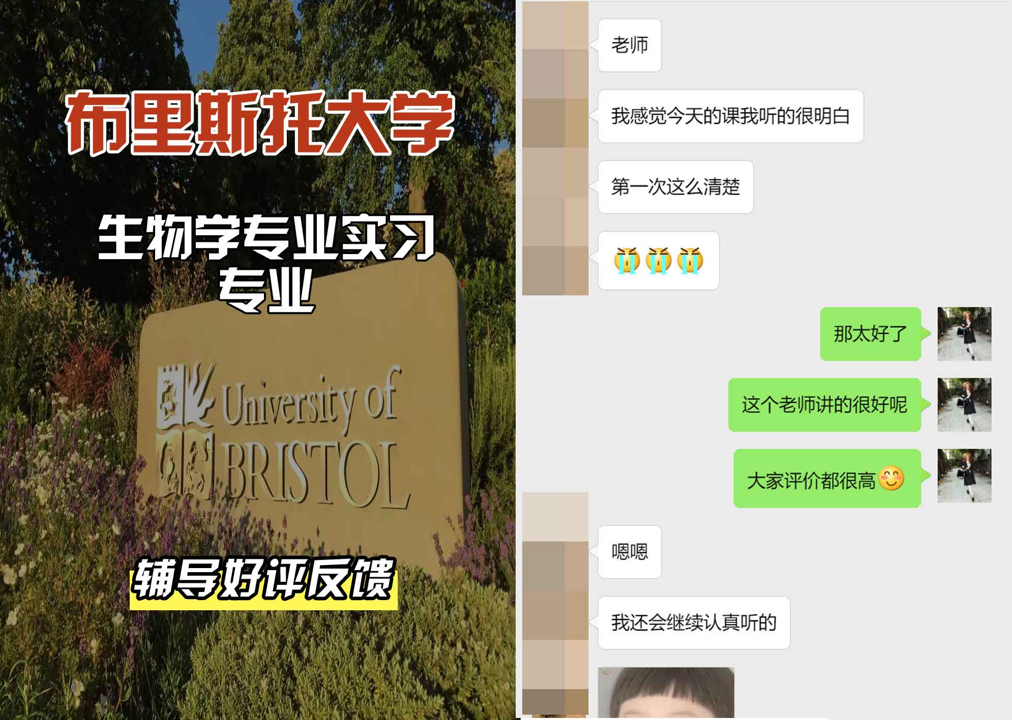 布里斯托大学布大生物学专业实习辅导好评反馈