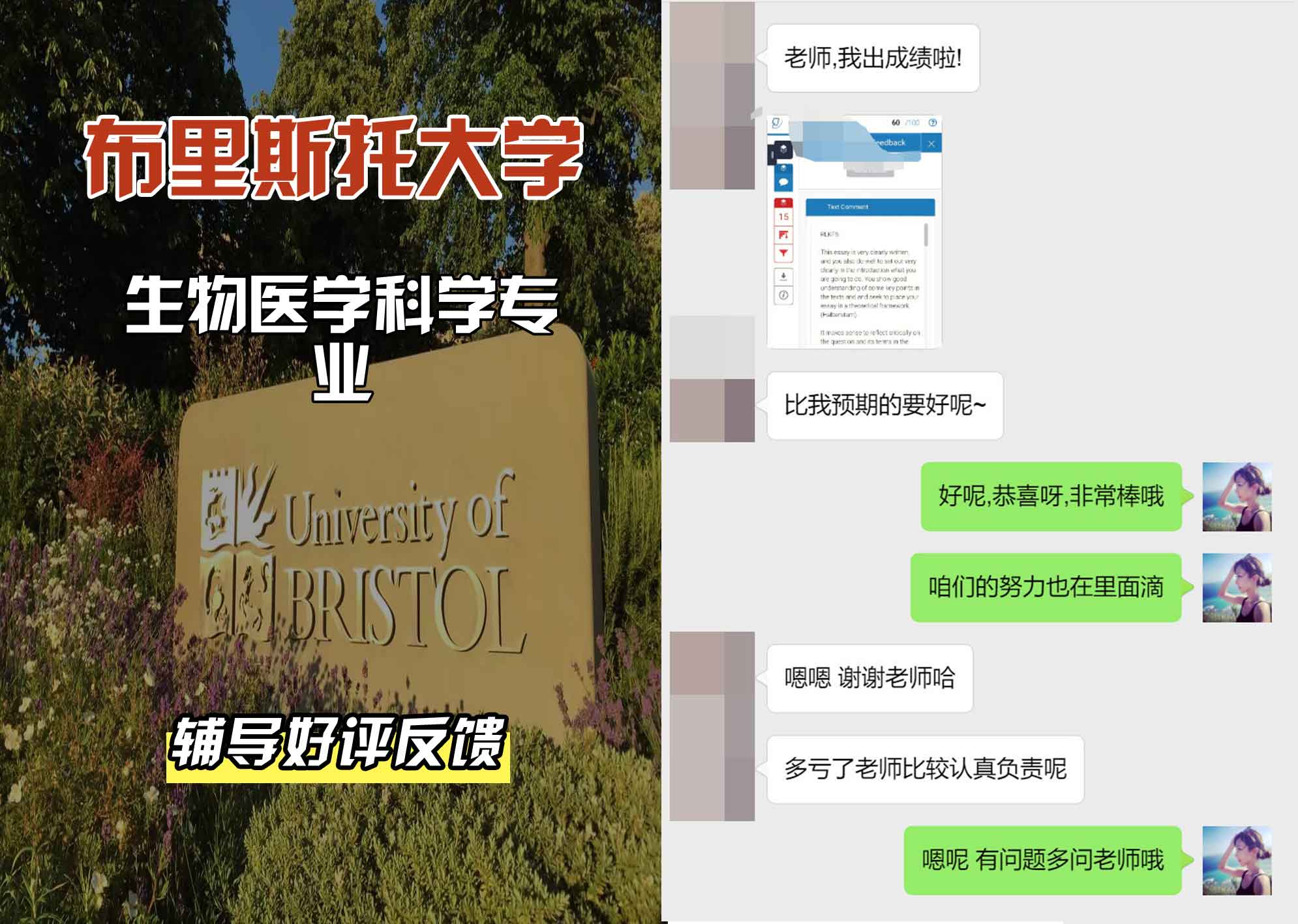 布里斯托大学布大生物医学科学辅导好评反馈