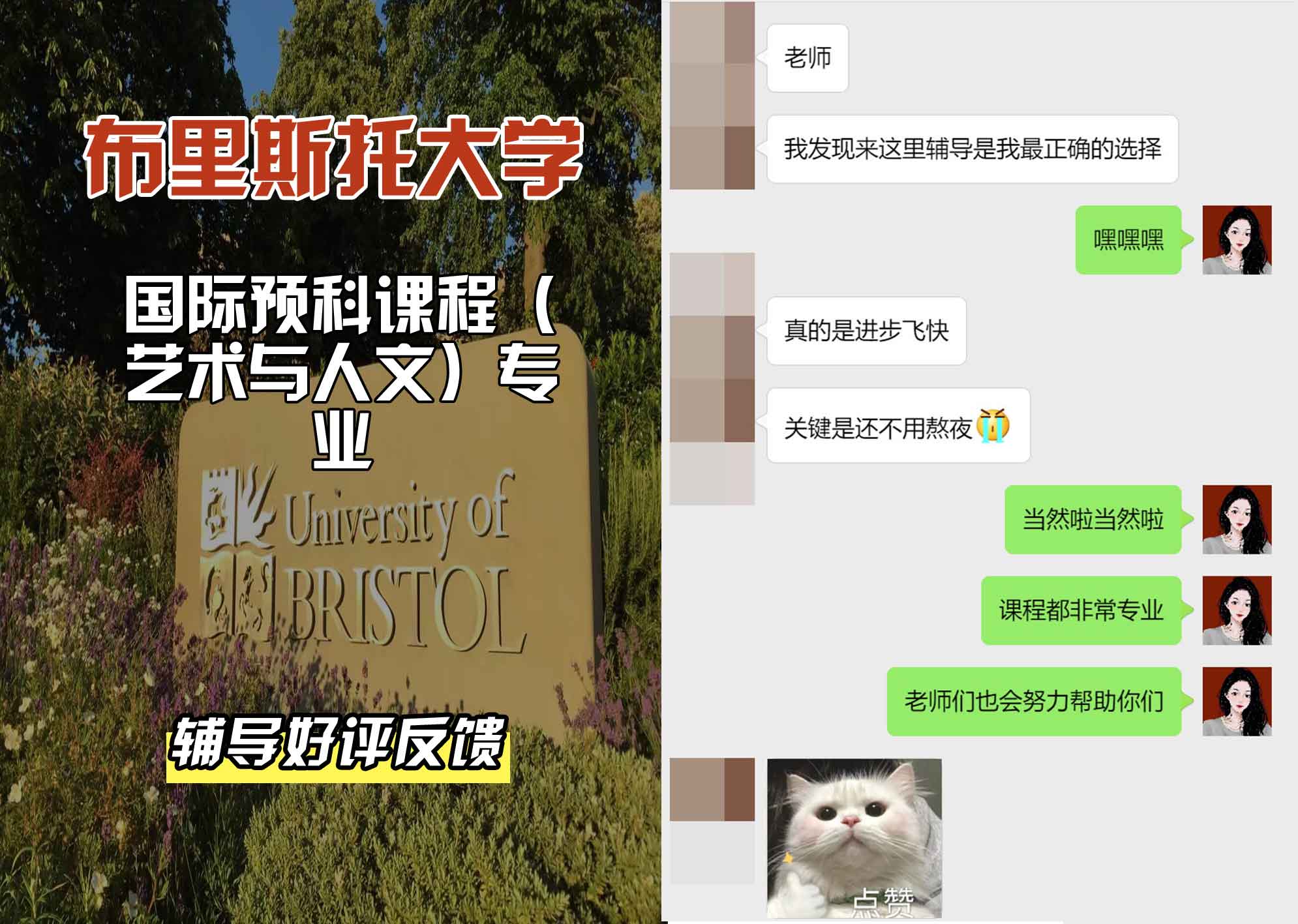 布里斯托大学布大国际预科课程（艺术与人文）辅导好评反馈
