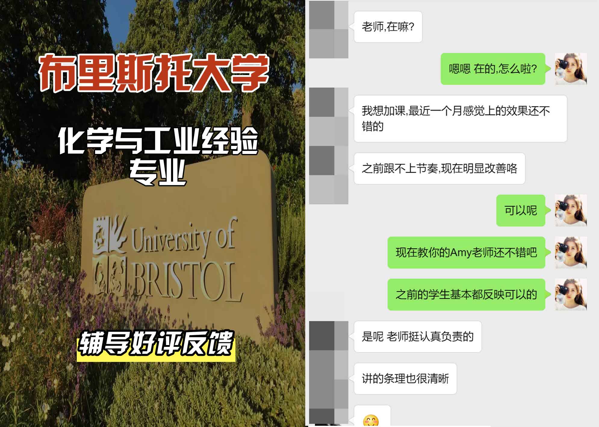 布里斯托大学布大化学与工业经验辅导好评反馈