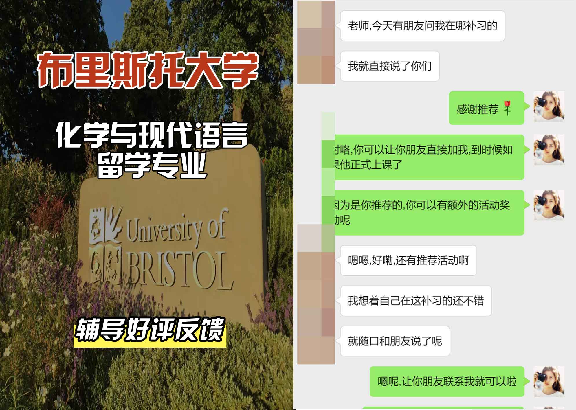 布里斯托大学布大化学与现代语言留学辅导好评反馈