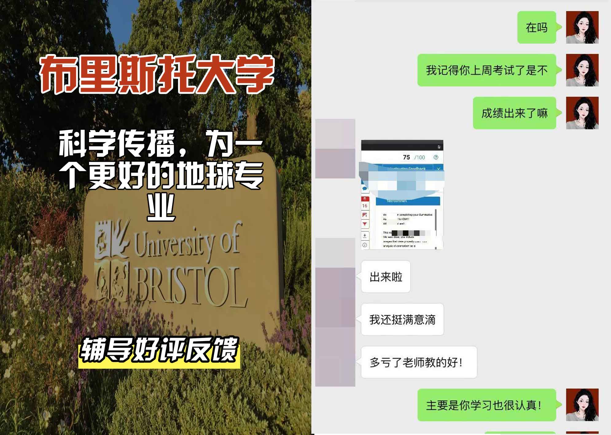 布里斯托大学布大科学传播，为一个更好的地球辅导好评反馈