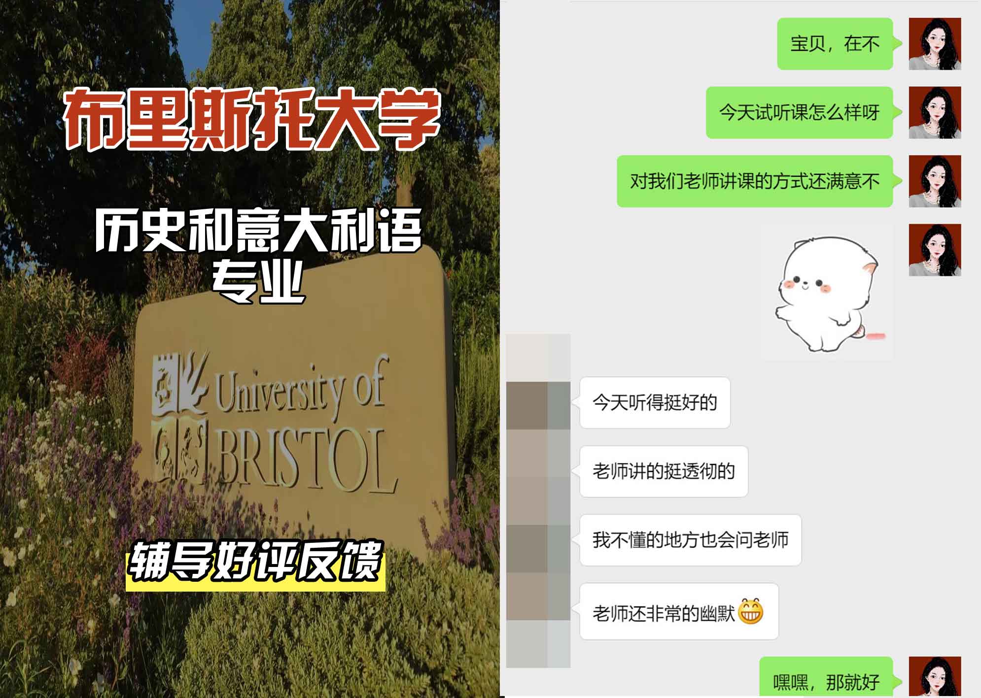 布里斯托大学布大历史和意大利语辅导好评反馈
