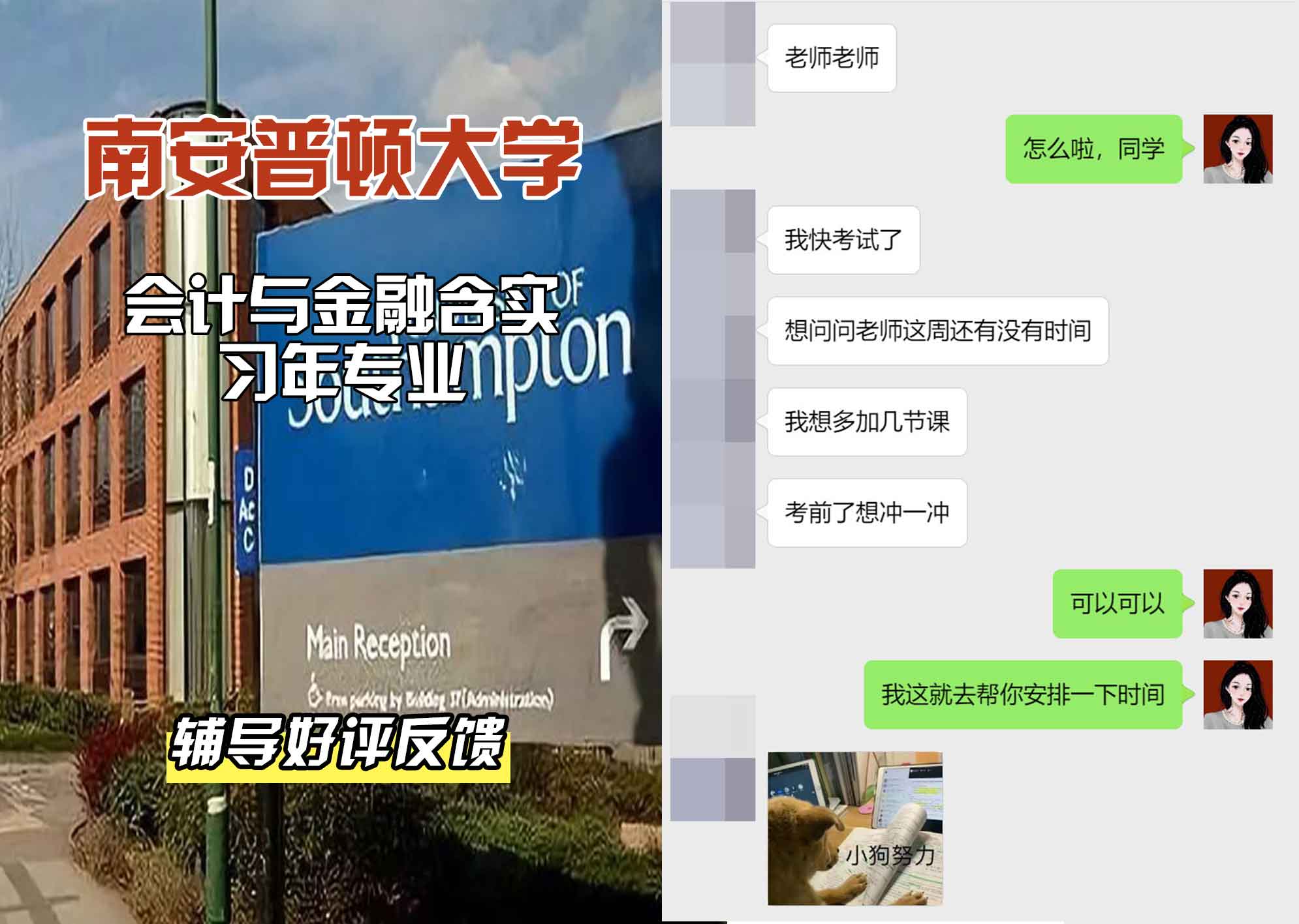 南安普顿大学南安会计与金融含实习年辅导好评反馈