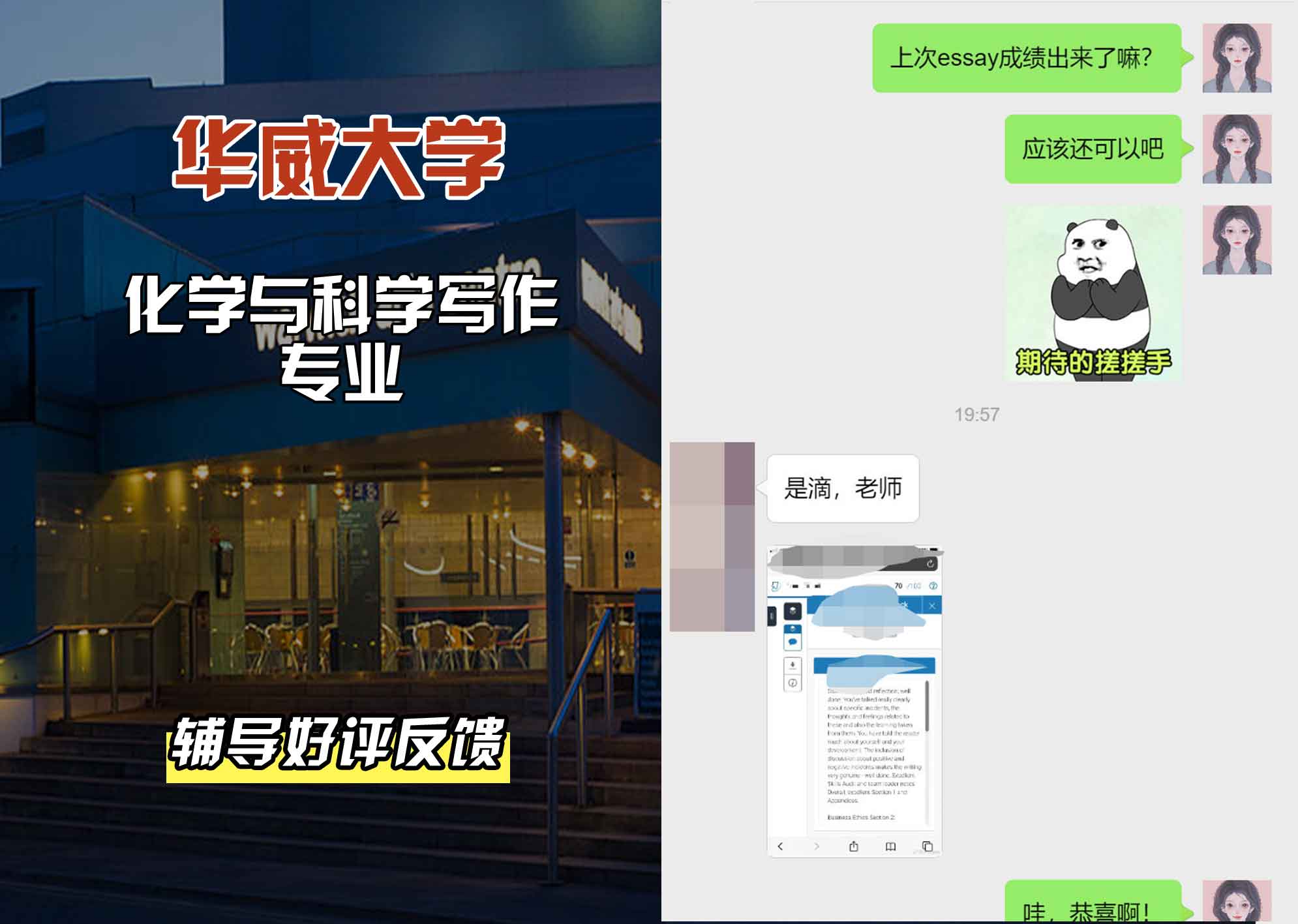 华威大学华威化学与科学写作辅导好评反馈