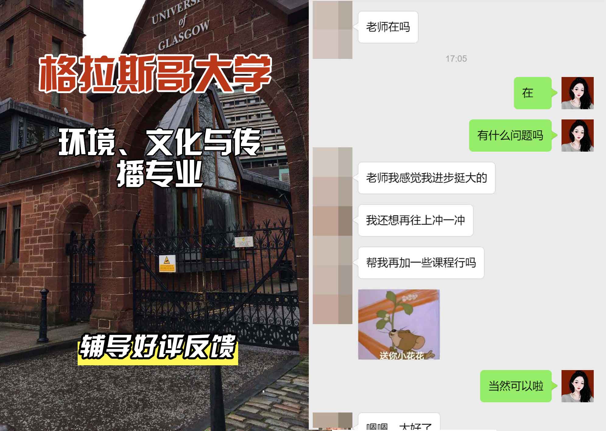 格拉斯哥大学格大环境、文化与传播辅导好评反馈