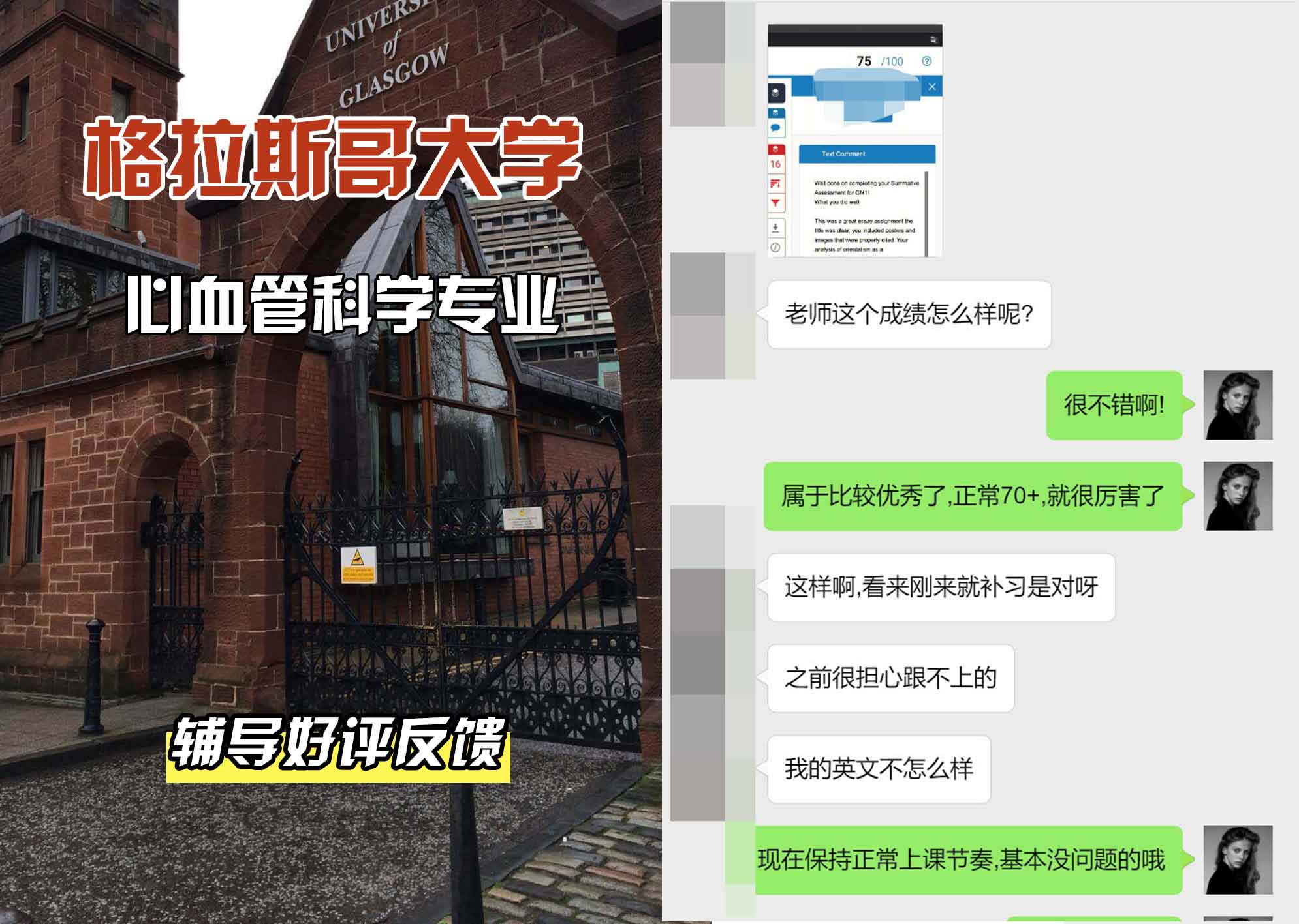 格拉斯哥大学格大心血管科学辅导好评反馈