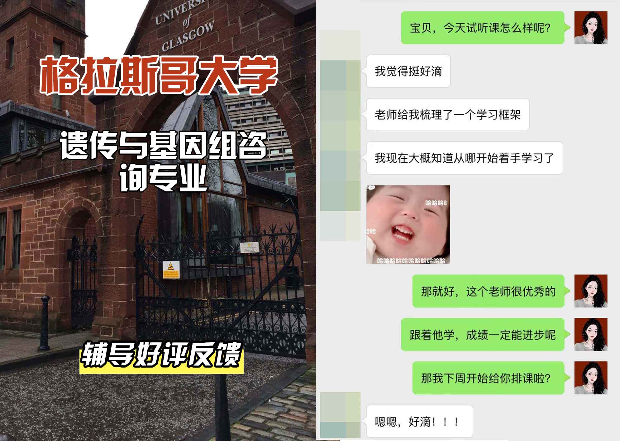 格拉斯哥大学格大遗传与基因组咨询辅导好评反馈