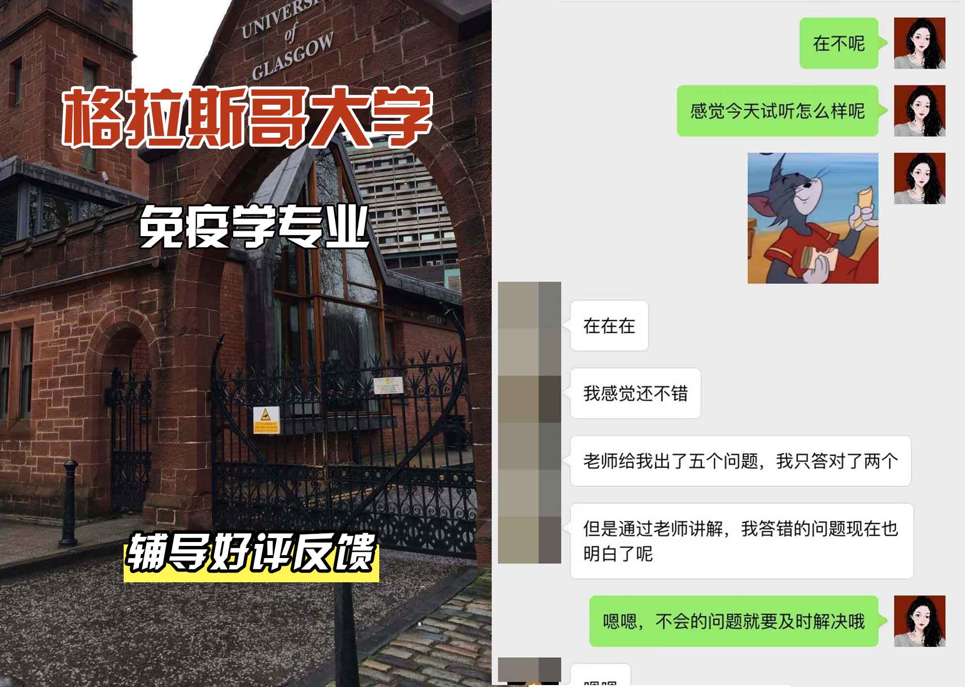 格拉斯哥大学格大免疫学辅导好评反馈