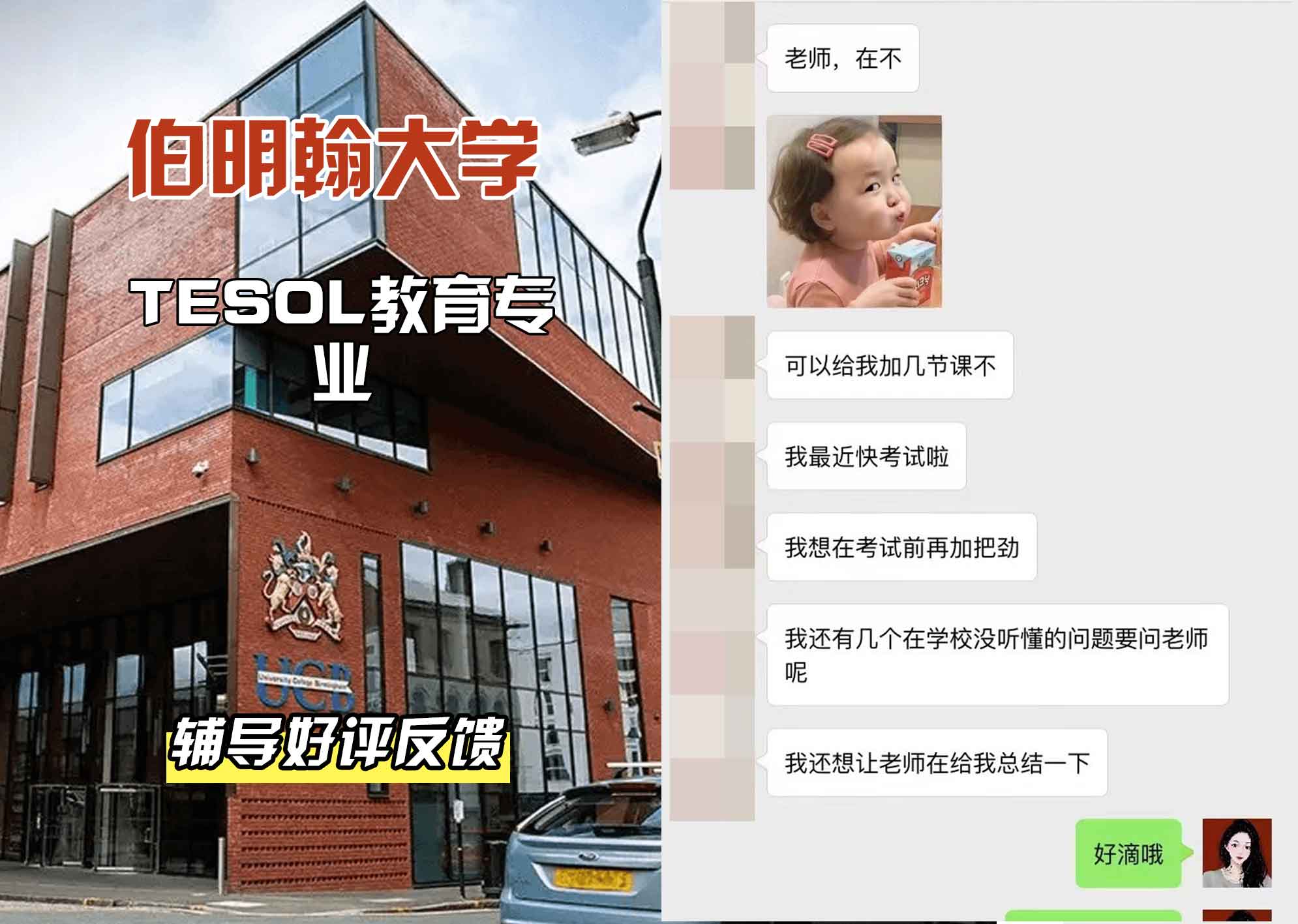 伯明翰大学伯大TESOL教育辅导好评反馈