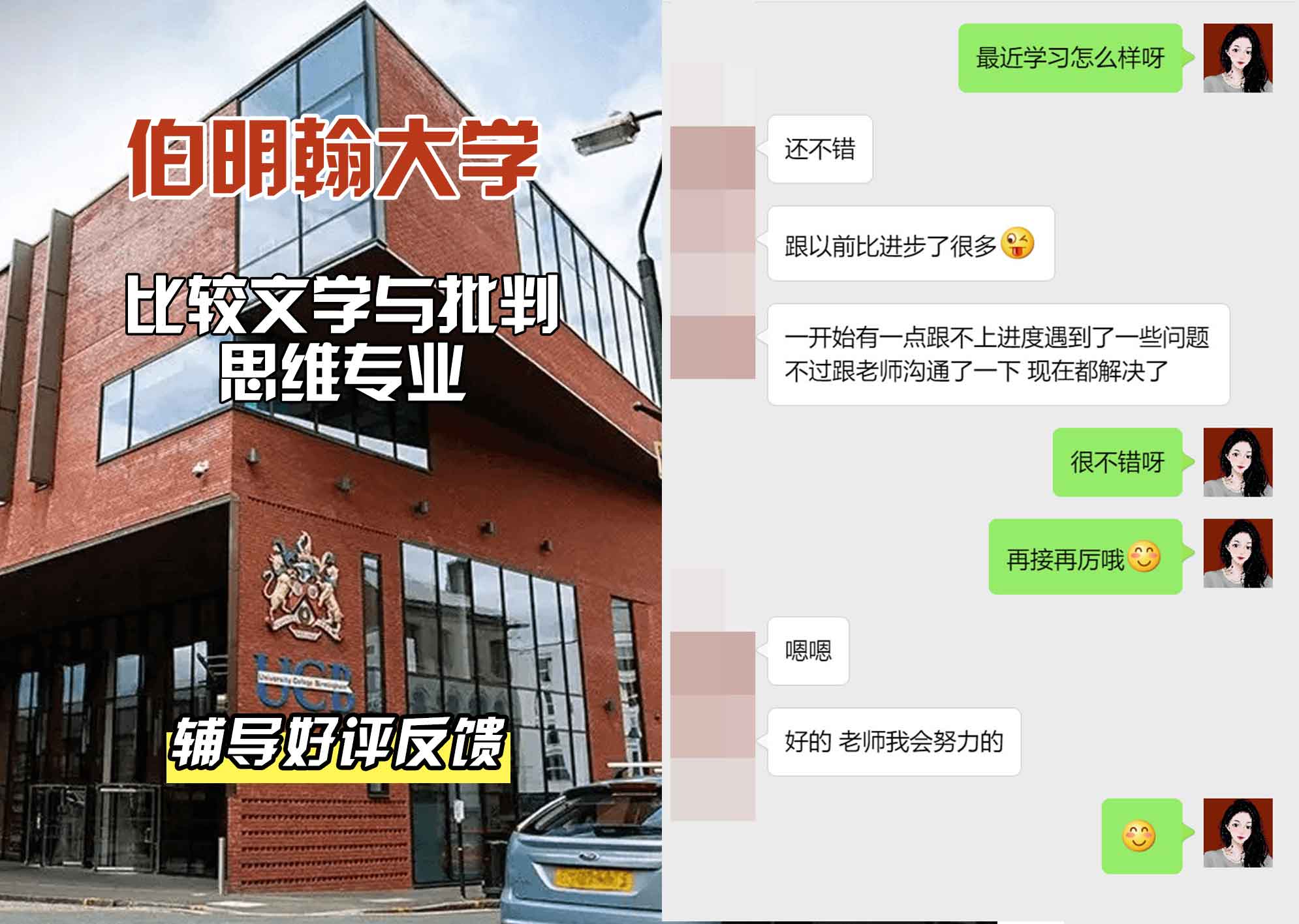 伯明翰大学伯大比较文学与批判思维辅导好评反馈