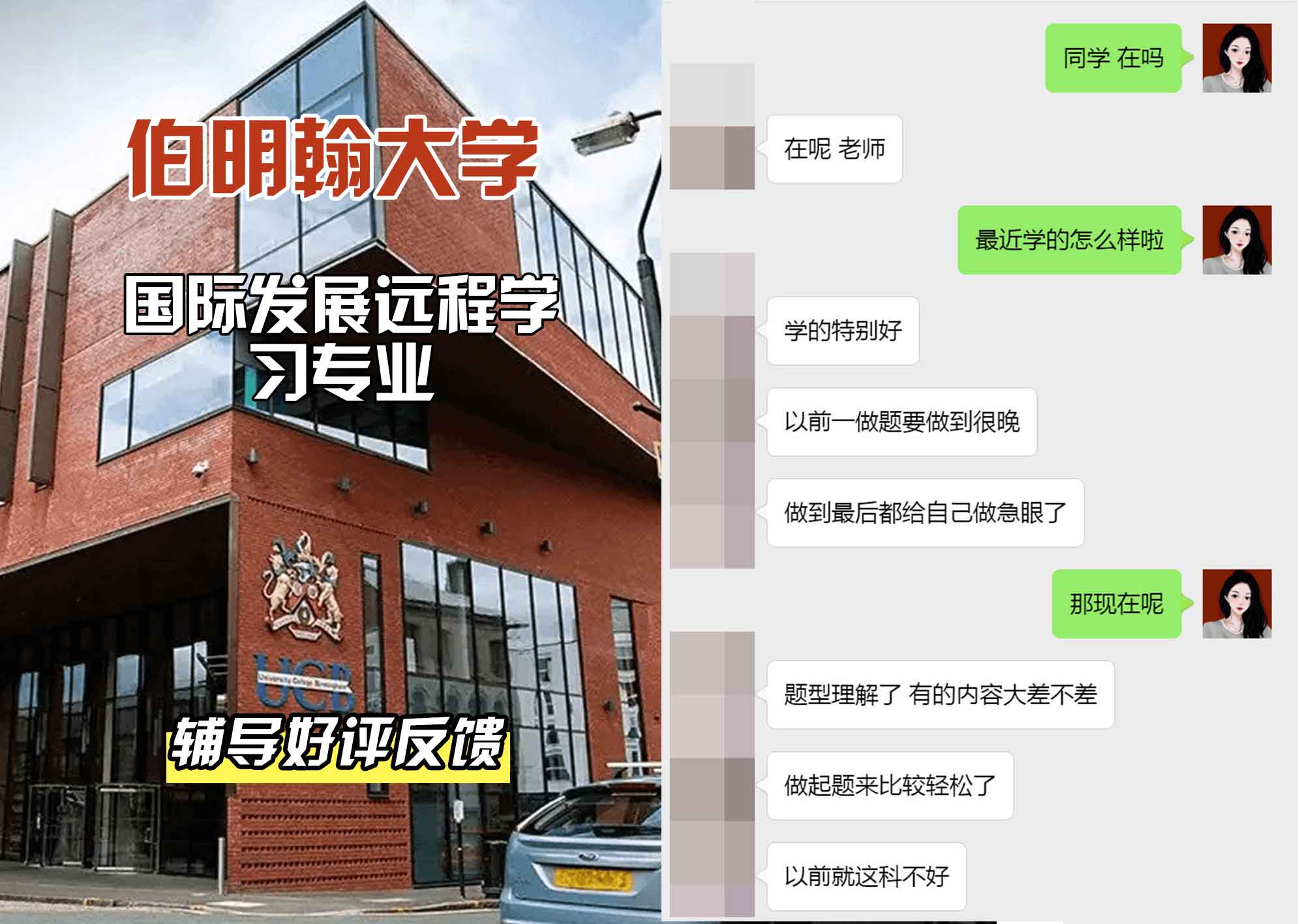 伯明翰大学伯大国际发展远程学习辅导好评反馈