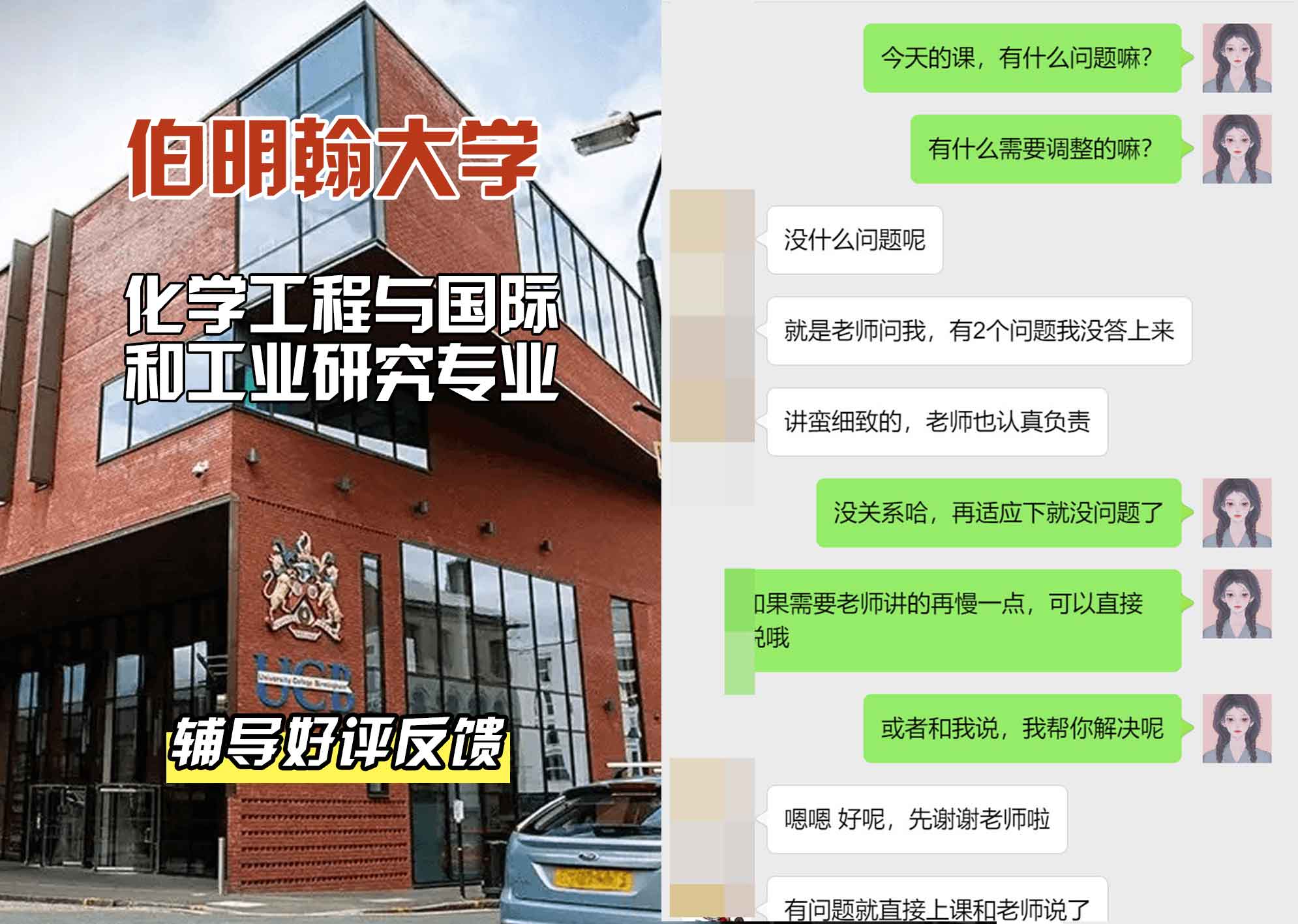 伯明翰大学伯大化学工程与国际和工业研究辅导好评反馈