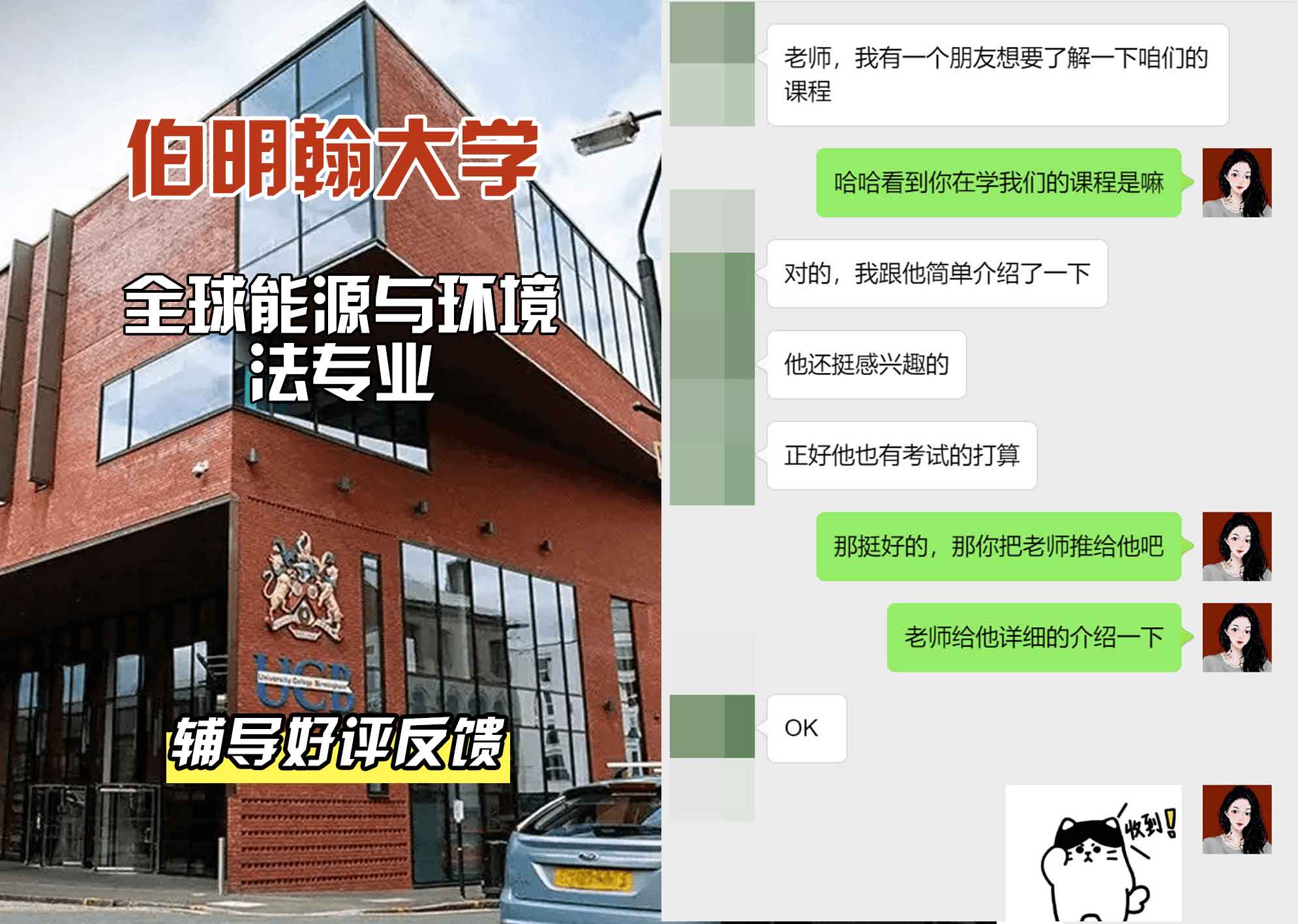 伯明翰大学伯大全球能源与环境法辅导好评反馈