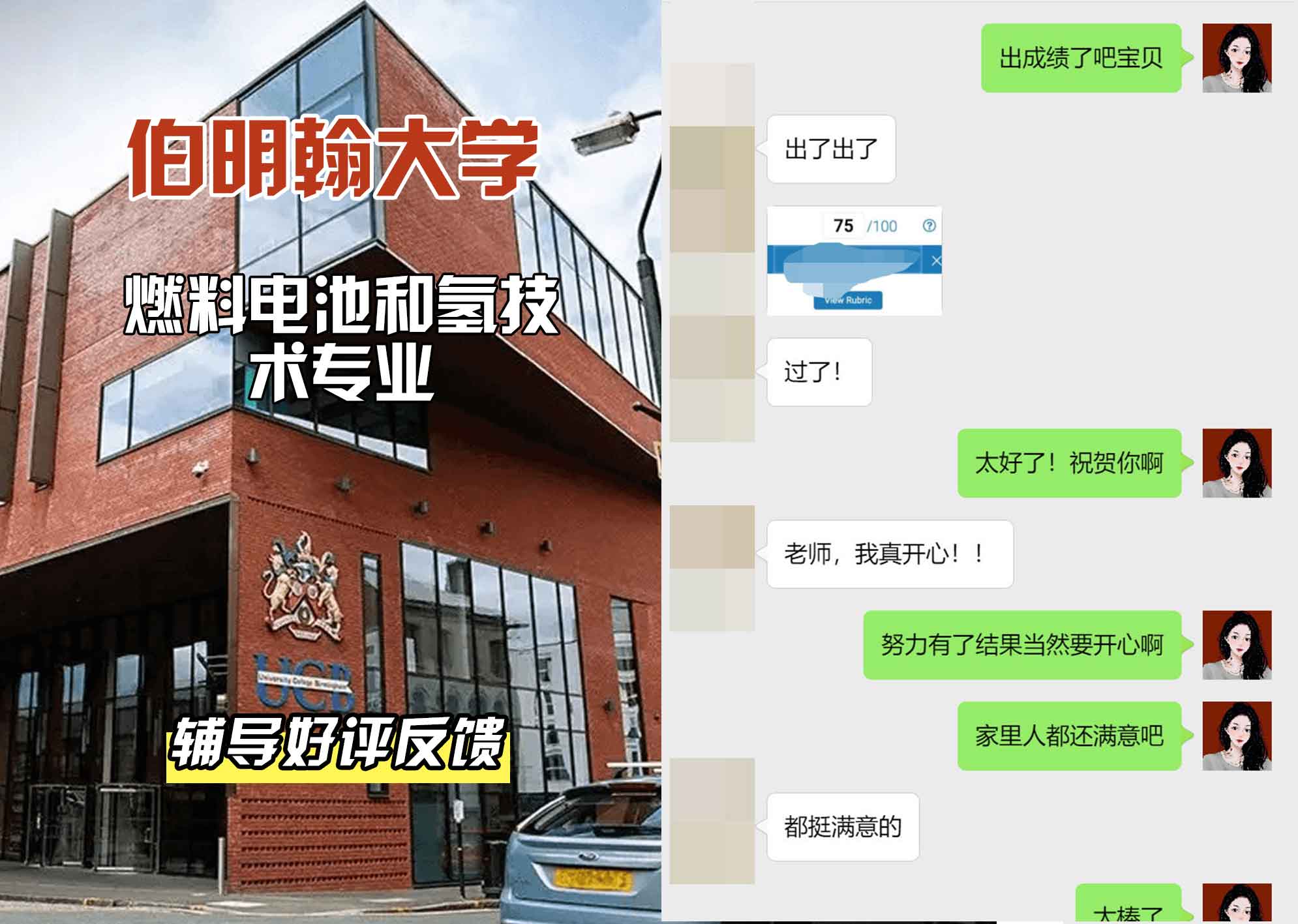 伯明翰大学伯大燃料电池和氢技术辅导好评反馈