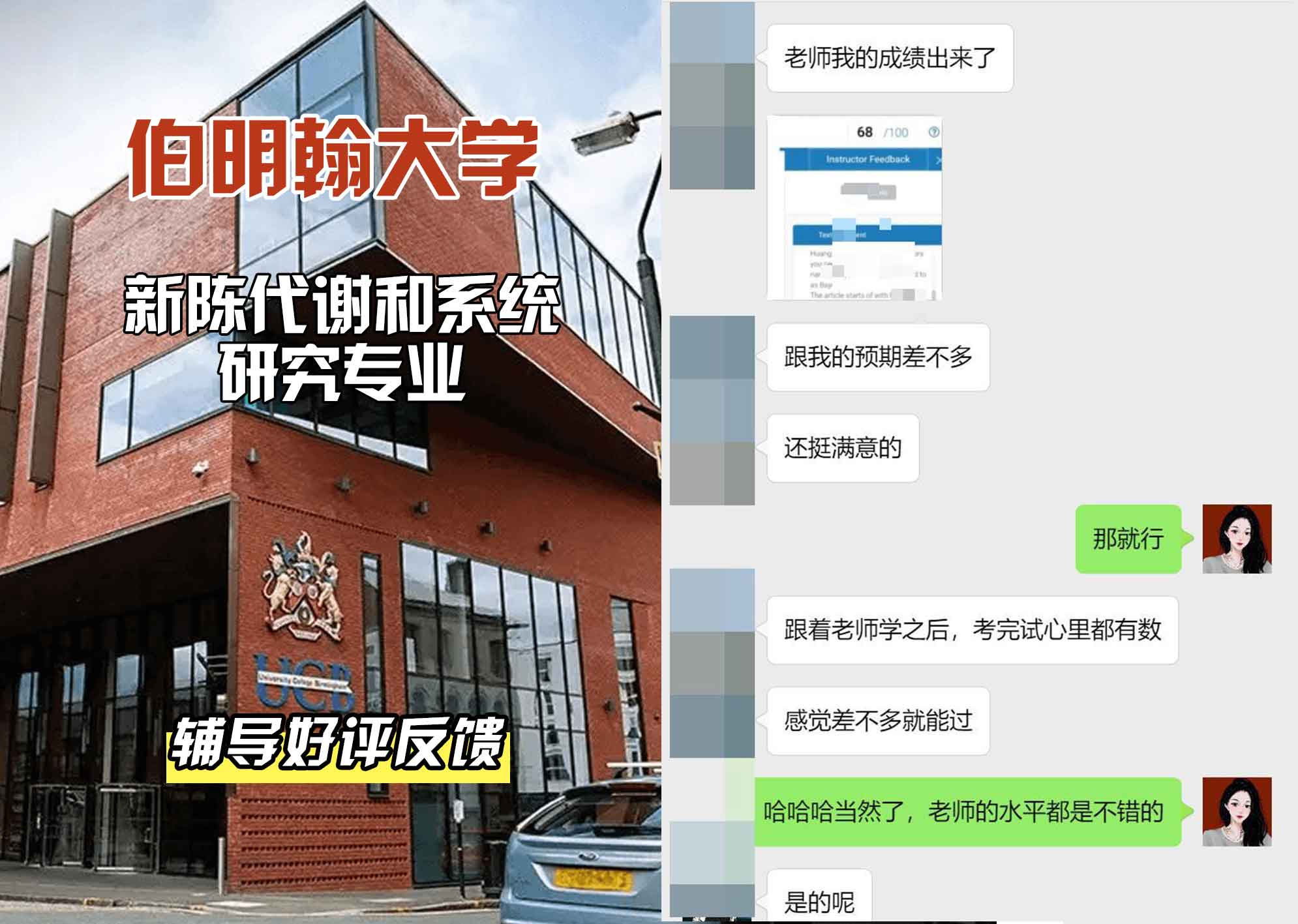 伯明翰大学伯大新陈代谢和系统研究辅导好评反馈