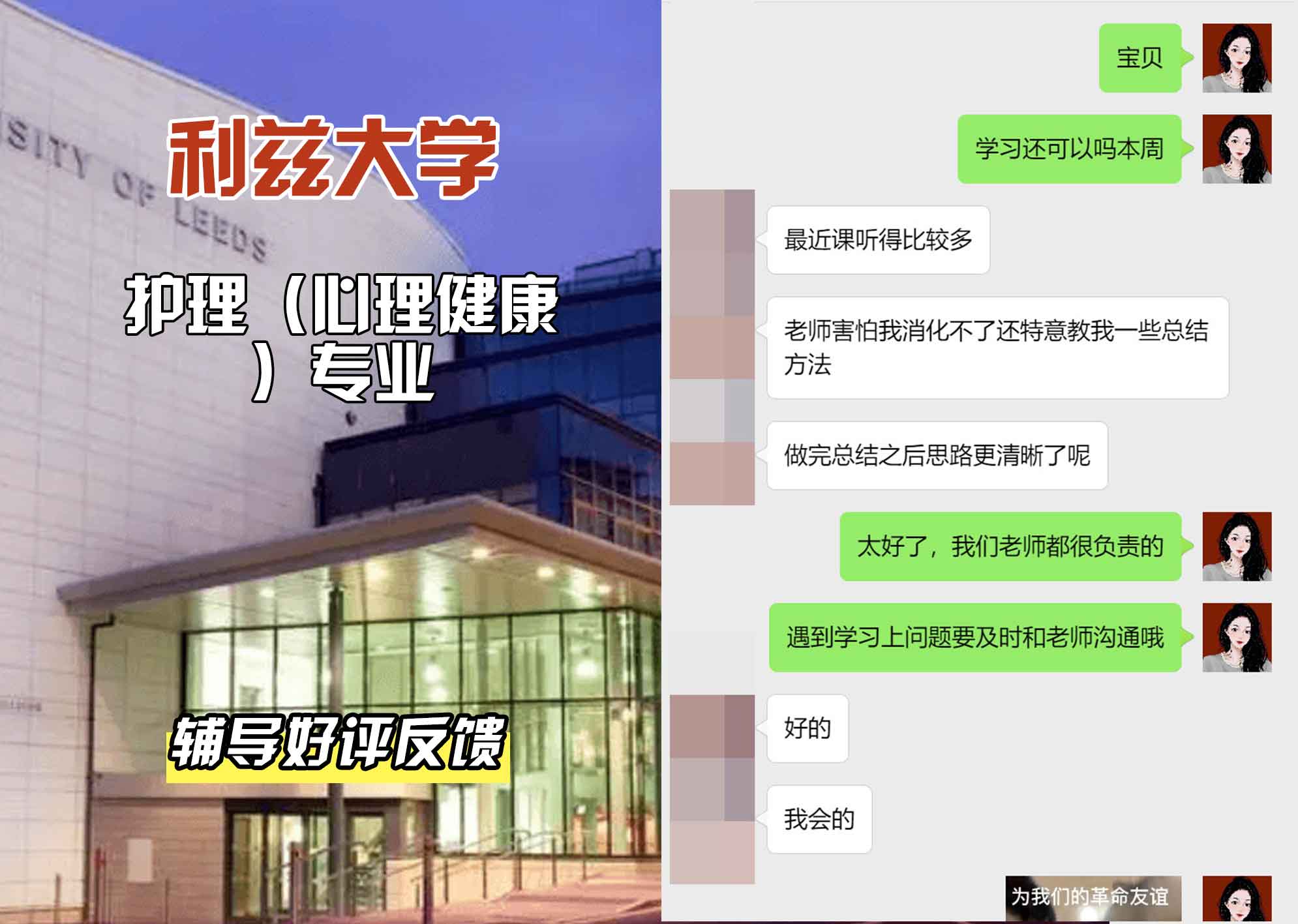 利兹大学leeds护理（心理健康）辅导好评反馈